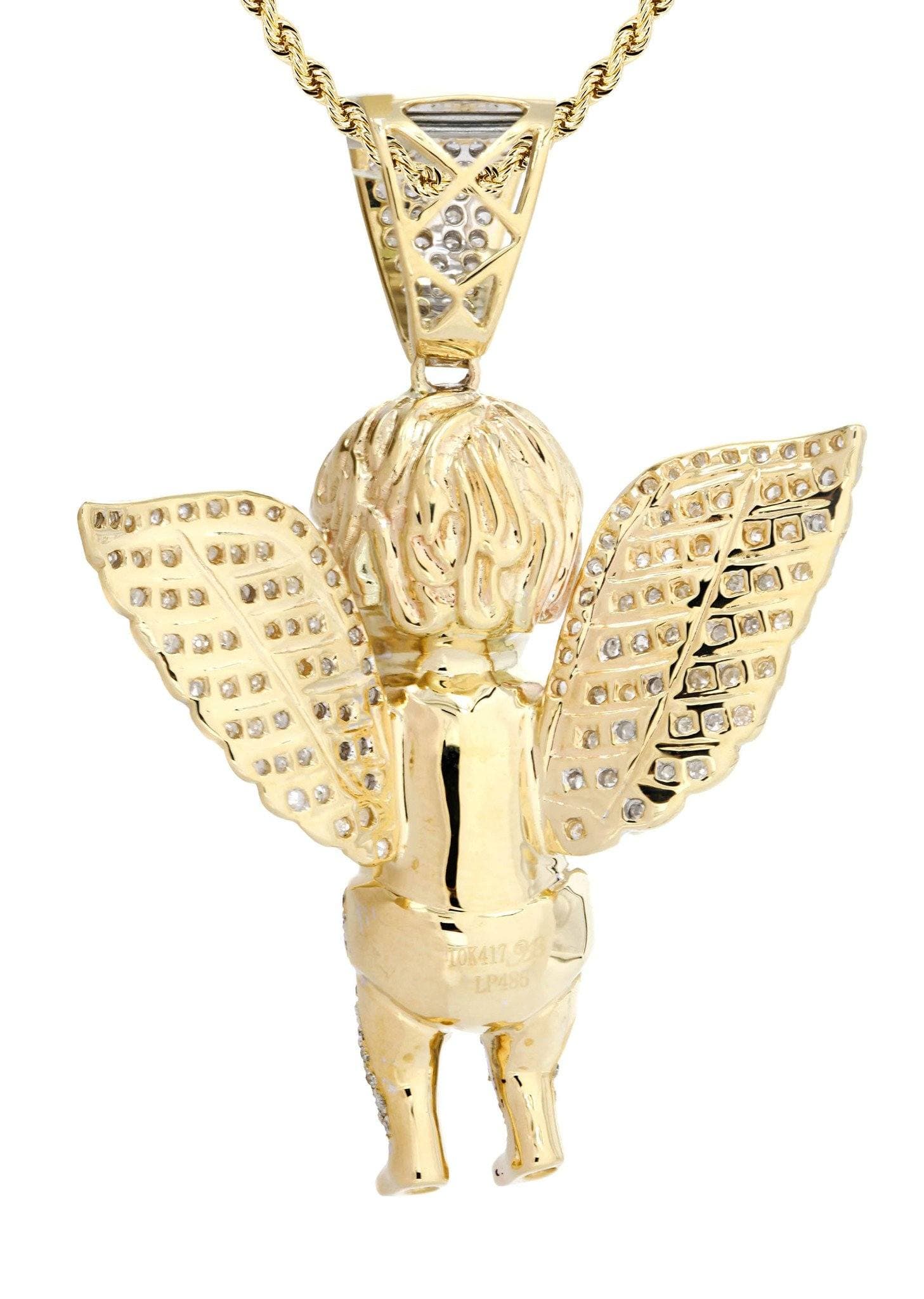 10K Yellow Gold Angel Diamond Necklace  | 2.69 Carats - Image 3