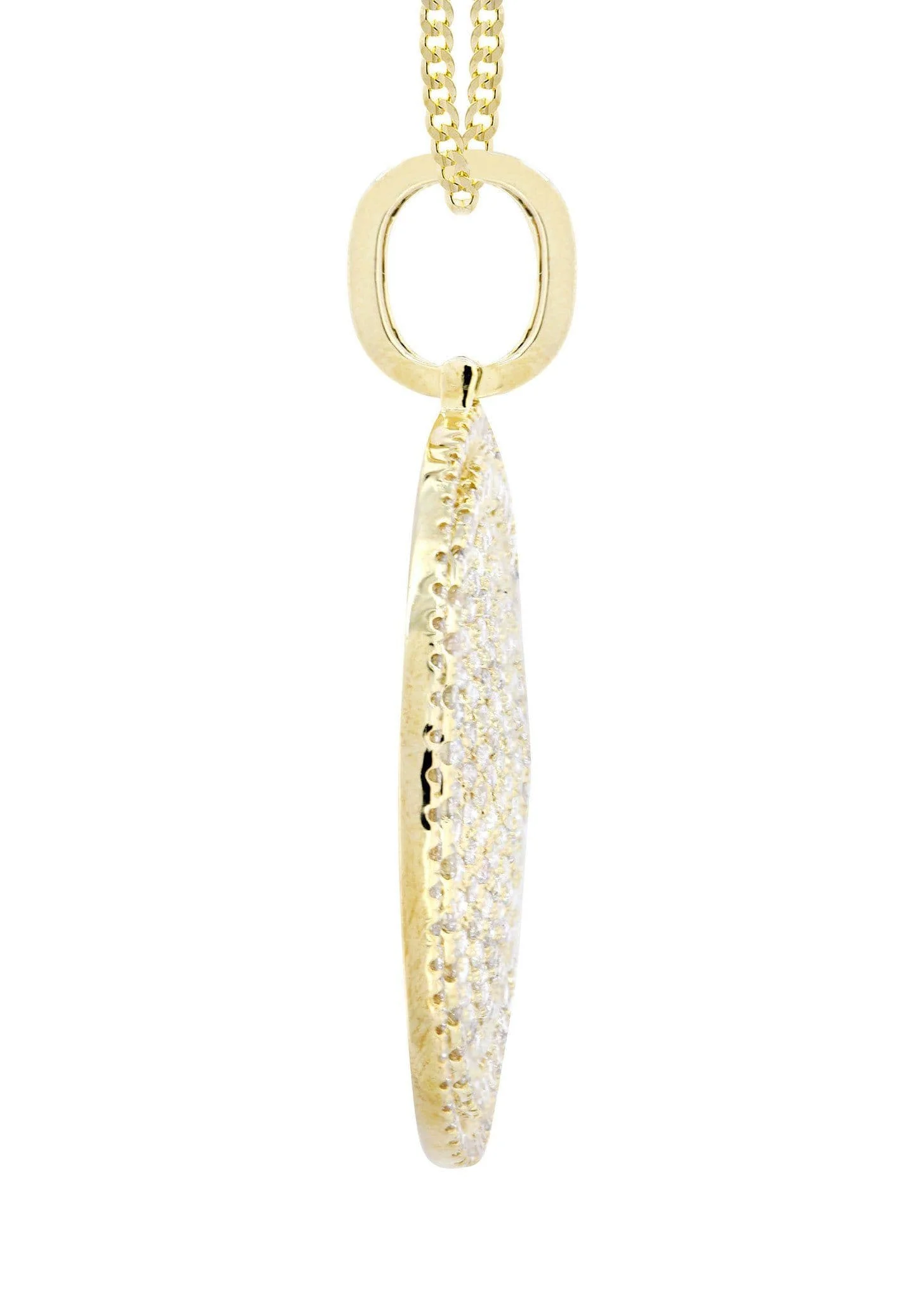 10K Yellow Gold Circle Diamond Necklace  | 6 Carats - Image 4