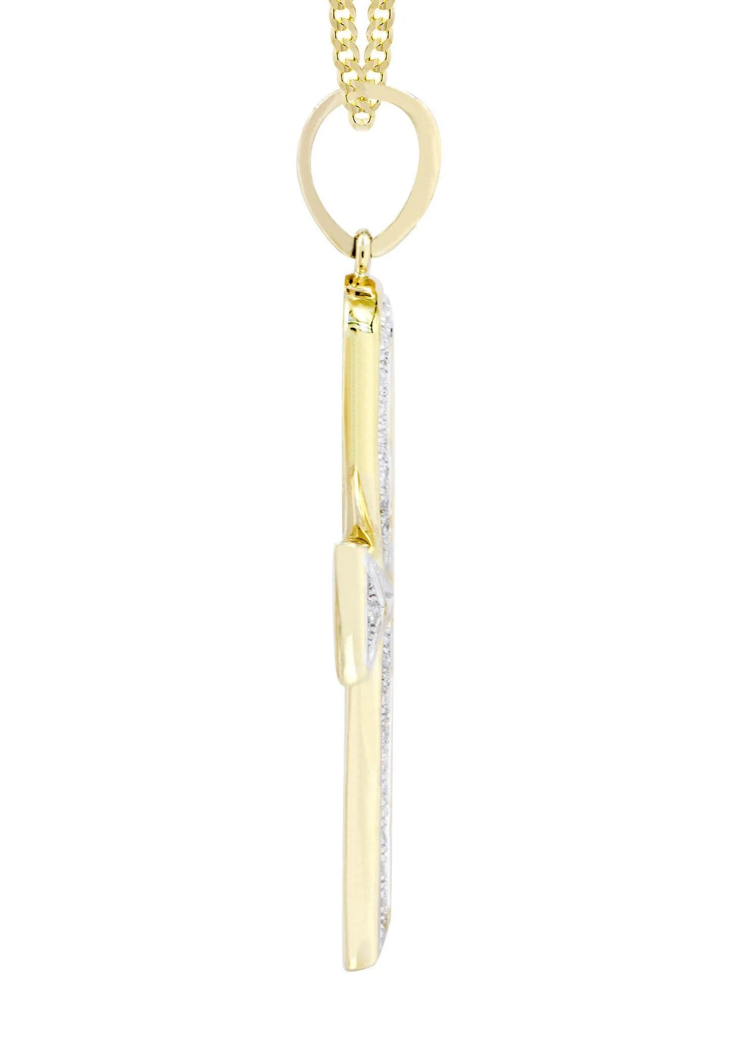 10K Yellow Gold Big Ankh Diamond Necklace  | 0.45 Carats - Image 4