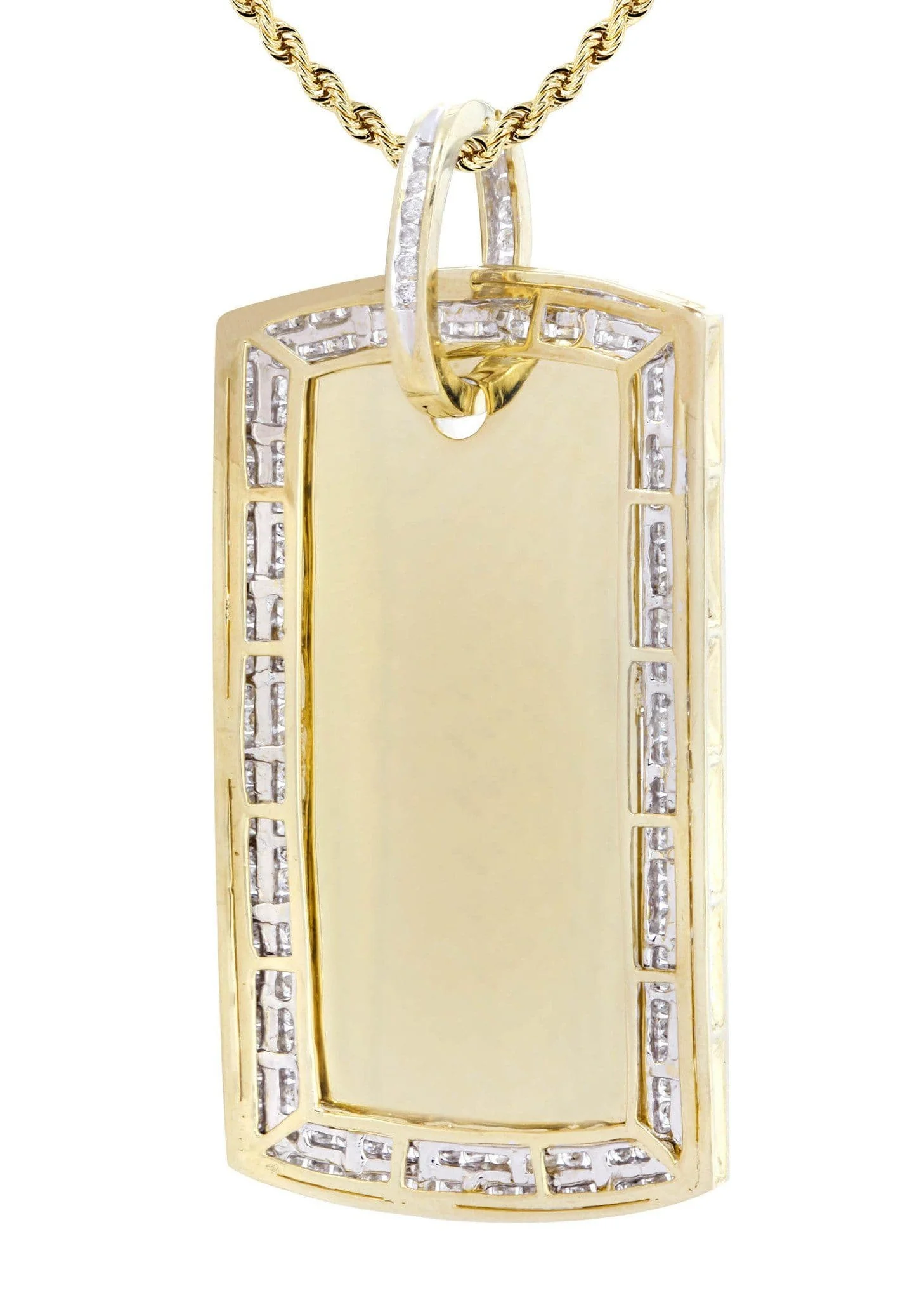10K Yellow Gold Dog Tag Diamond Necklace | 3.07 Carats - Image 3