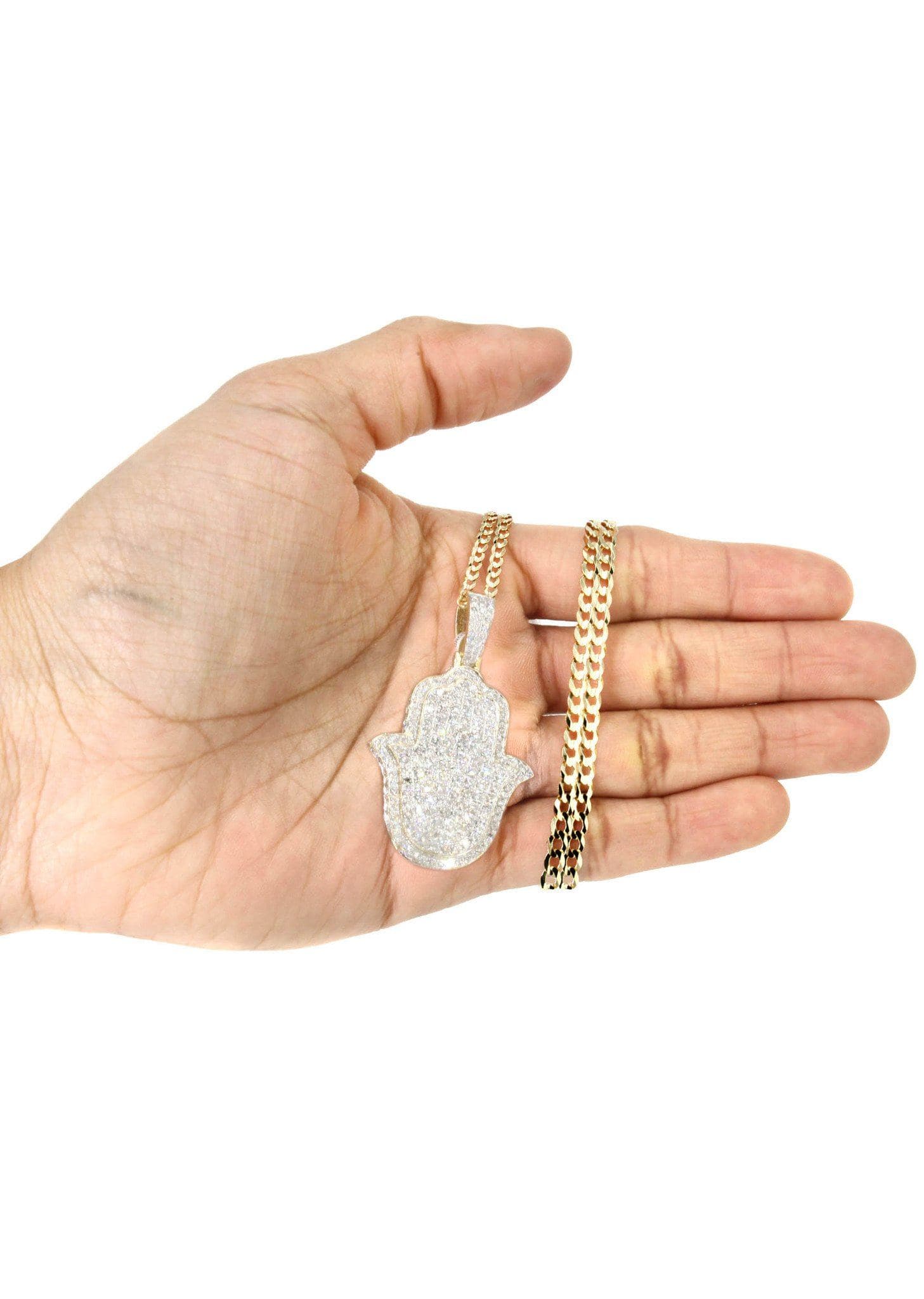 10K Yellow Gold Hamsa Diamond Necklace  | 5.26 Carats - Image 5