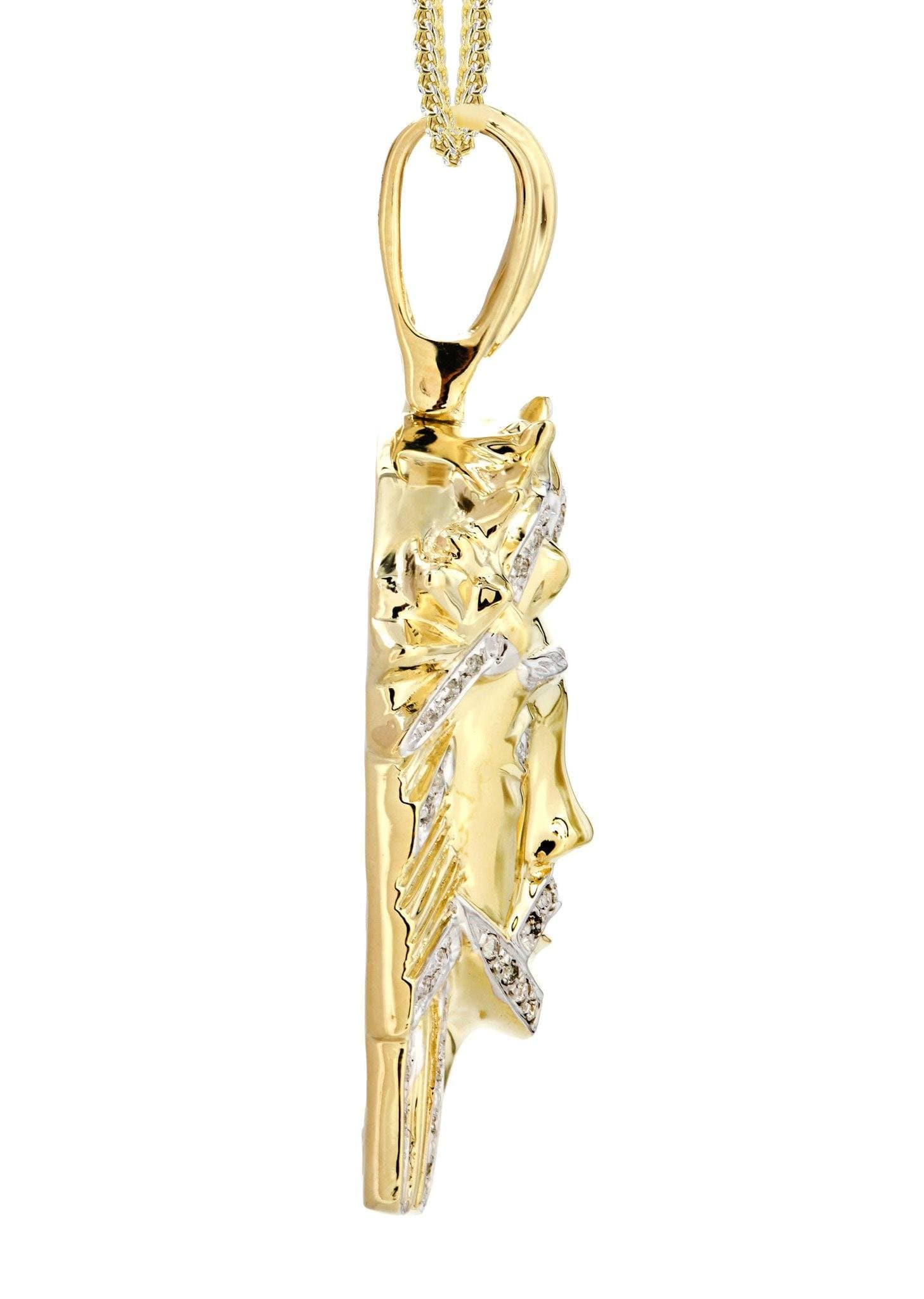 10K Yellow Gold Jesus Head Diamond Necklace  | 0.28 Carats - Image 4