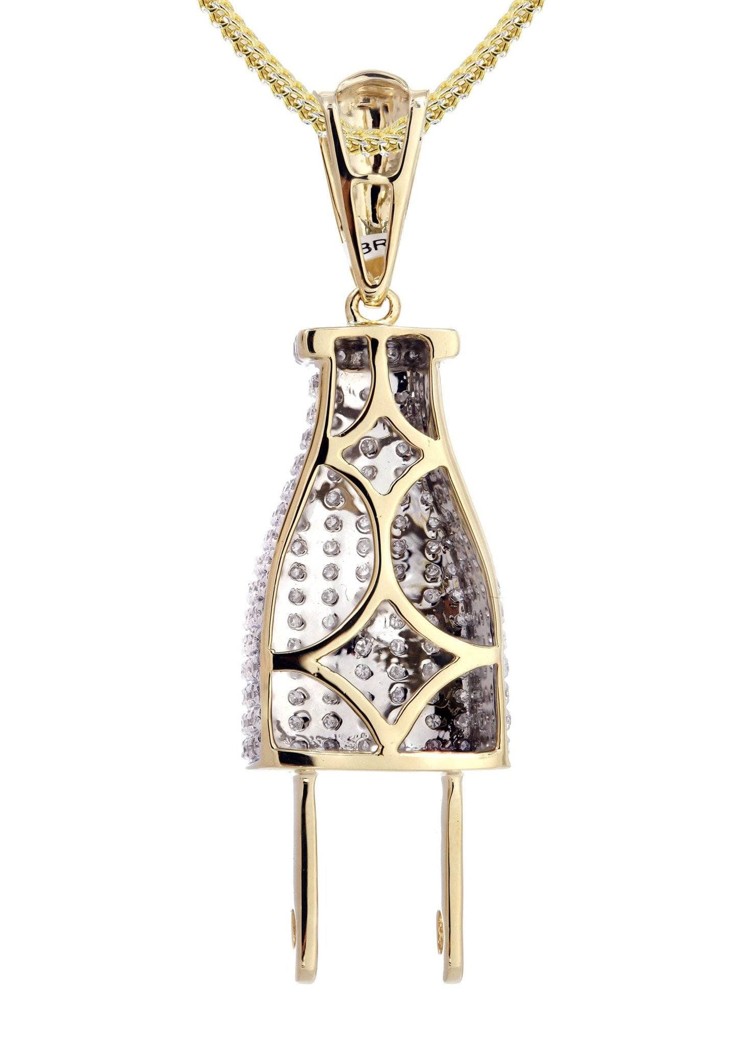 10K Yellow Gold Plug Diamond Necklace  | 0.66 Carats - Image 3