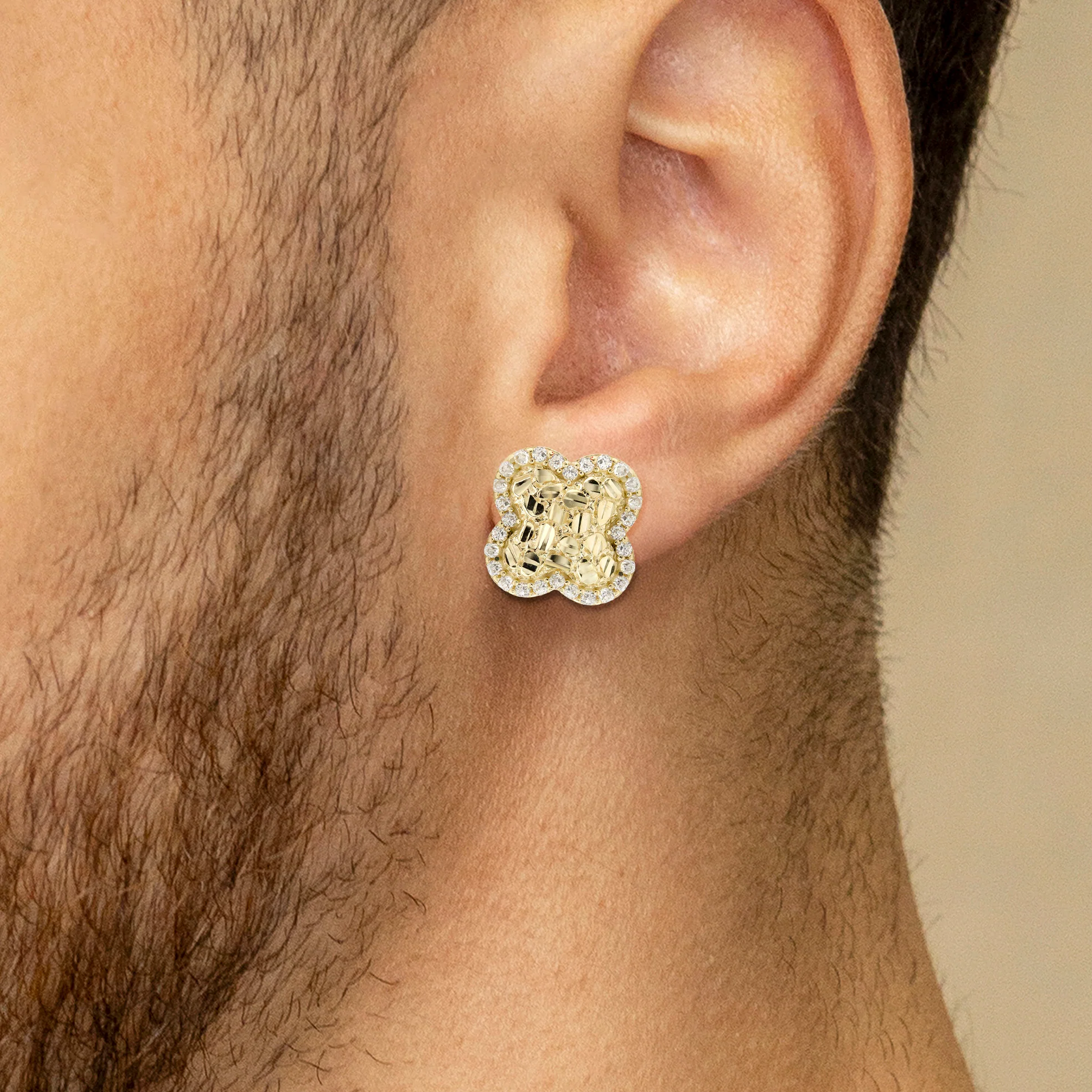 10K Gold Nugget Earrings | Appx 0.5 Inches Wide | Style #37 - Image 4