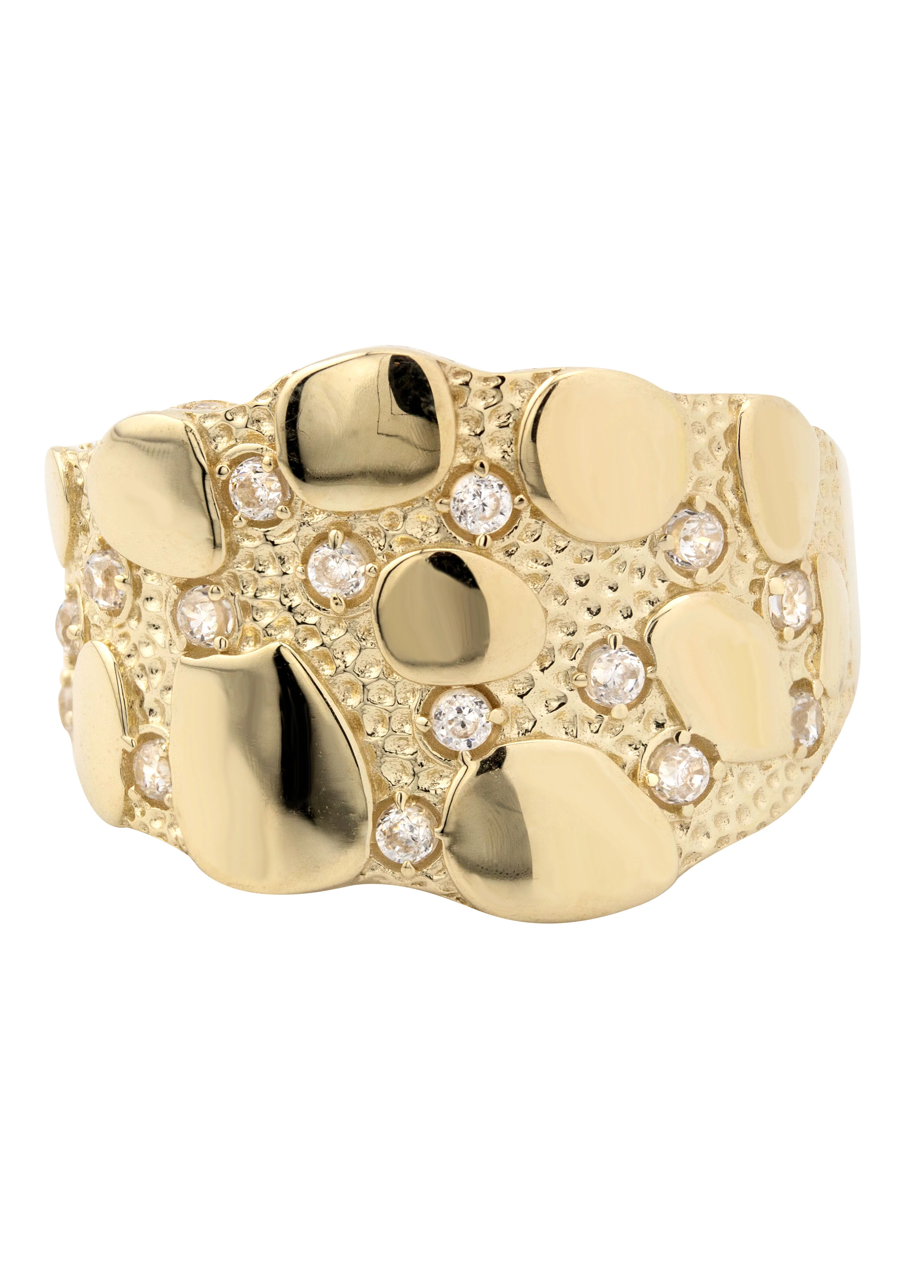 10K Gold Cz Nugget Ring For Men | 6 Grams