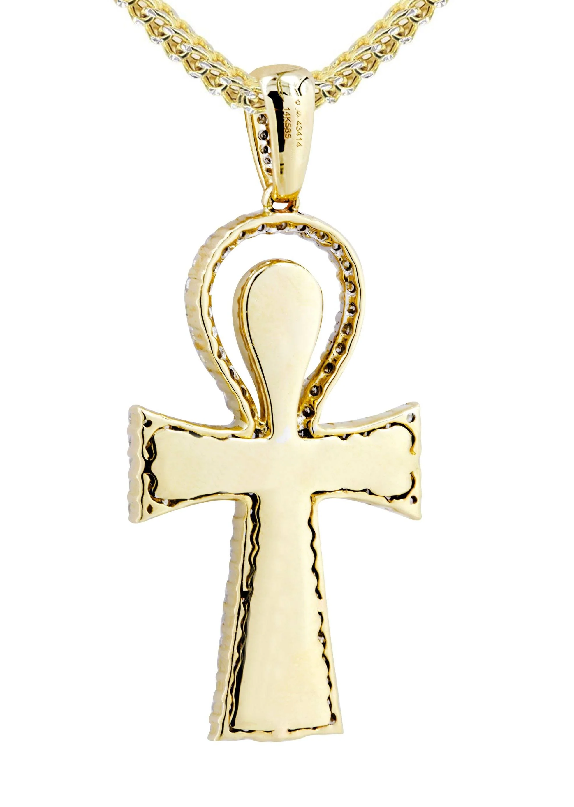10K Yellow Gold Ankh Diamond Necklace  | 0.77 Carats - Image 3