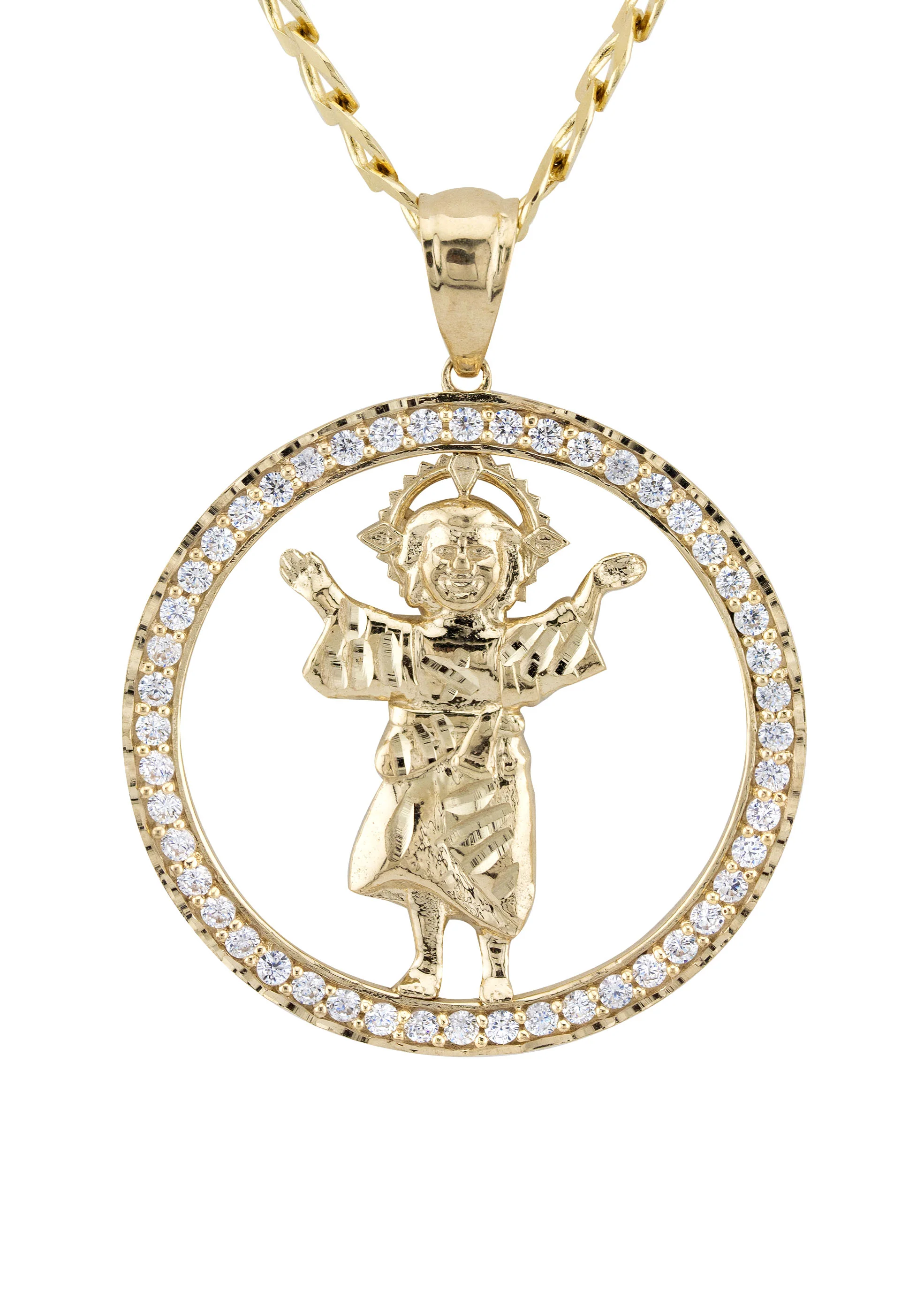 10K Yellow Gold Baby Jesus Necklace | Small 12 Grams - Large 19 Grams - Image 2