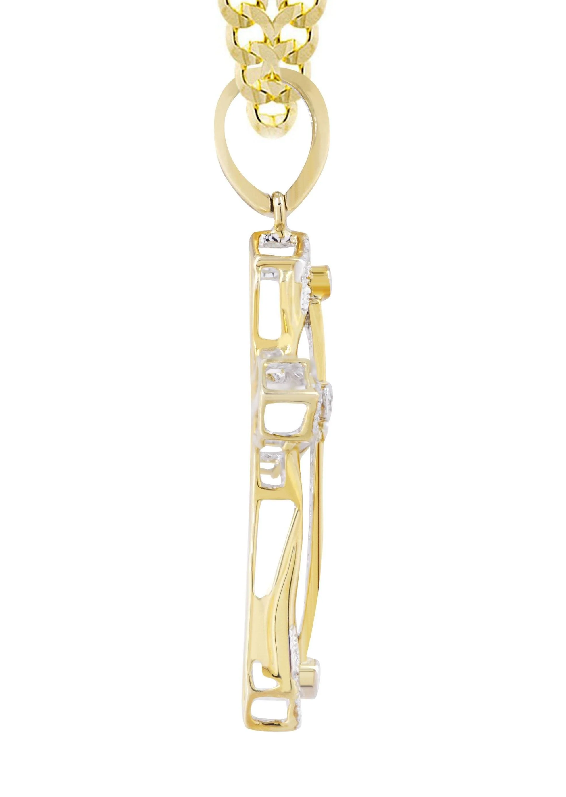 10K Yellow Gold Cross  Diamond Necklace  | 0.36 Carats - Image 4