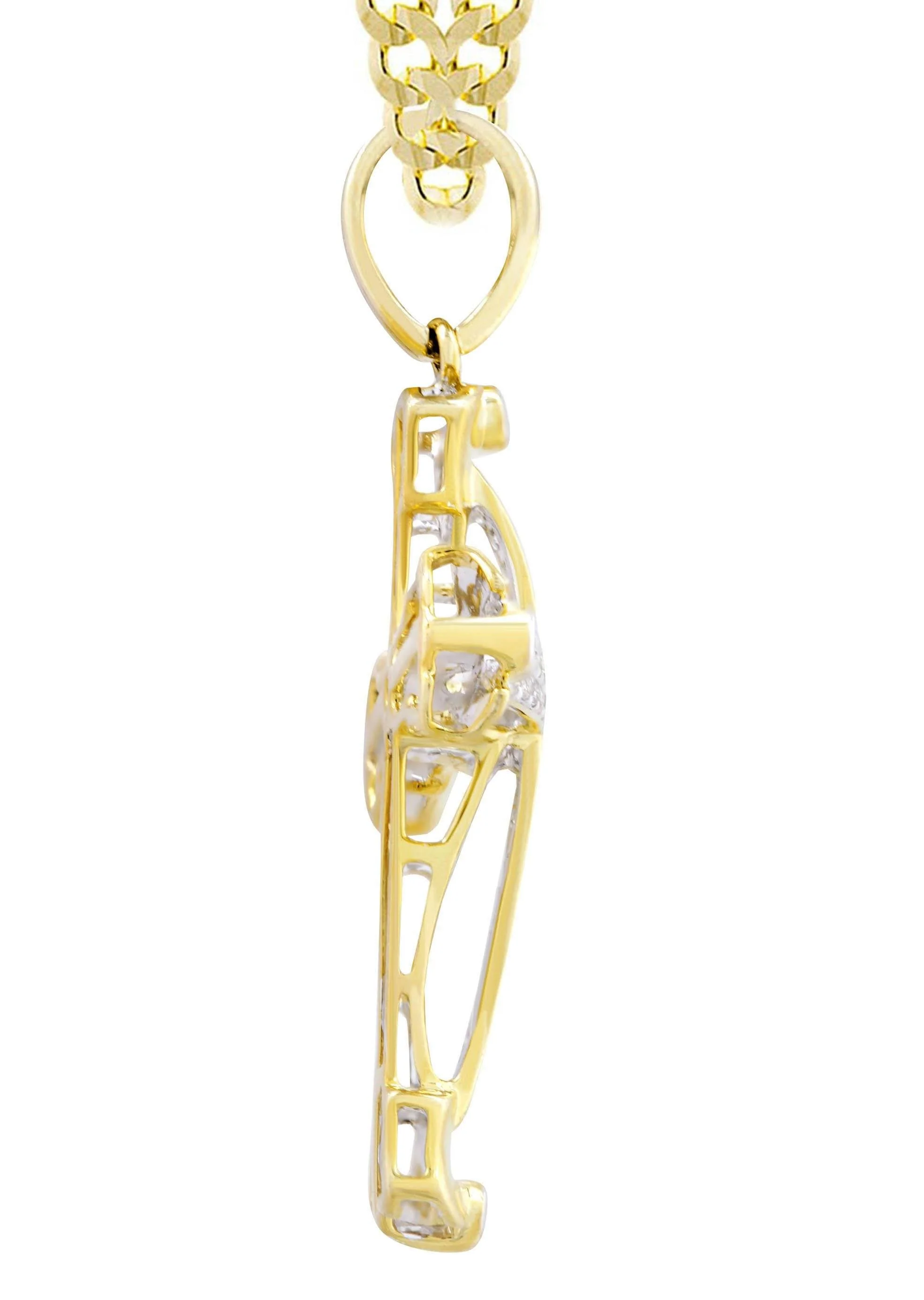 10K Yellow Gold Cross  Diamond Necklace  | 0.49 Carats - Image 4