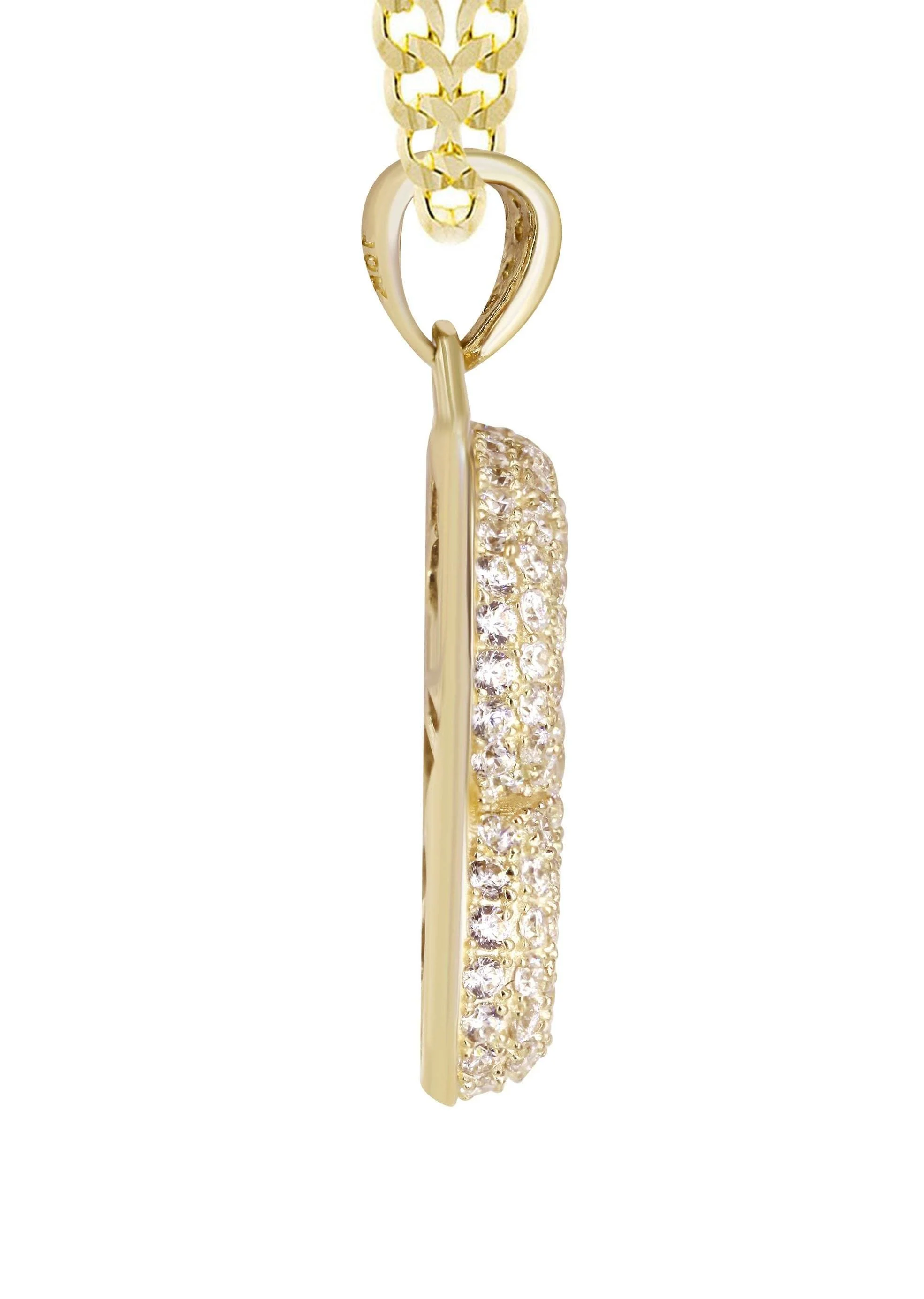 10K Yellow Gold Bubble Letter "F" CZ Necklace | Appx. 4.1 Grams - Image 4