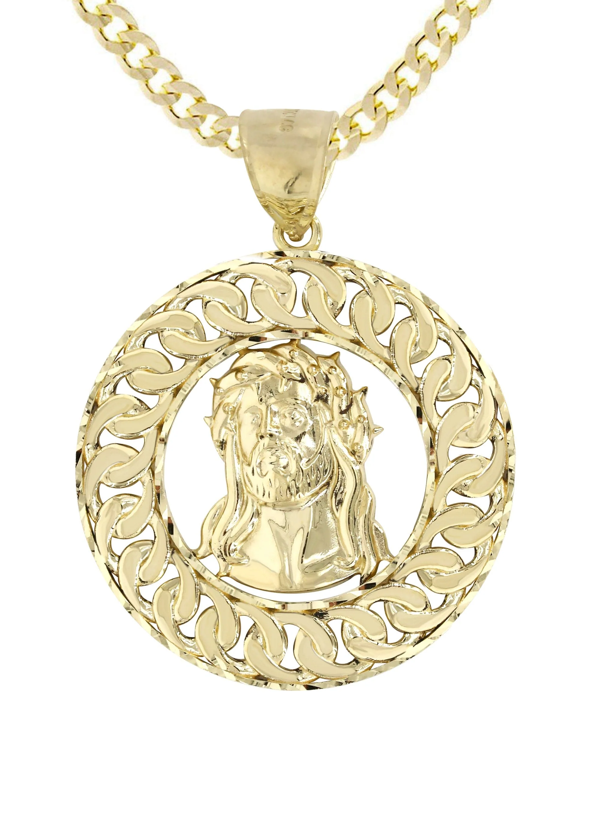 10K Yellow Gold Round Jesus Piece Necklace | Appx. 19.5 Grams - Image 2