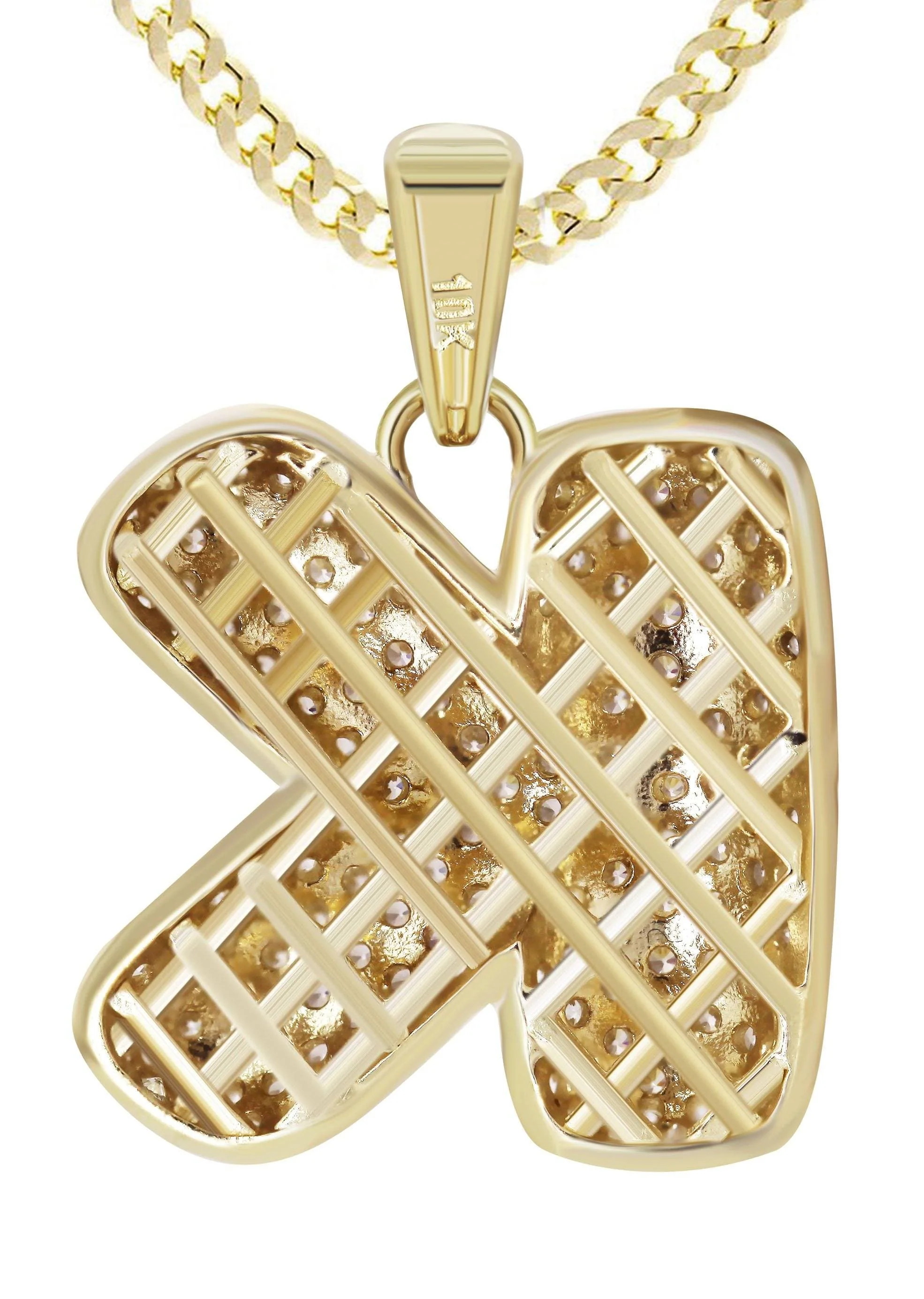 10K Yellow Gold Bubble Letter "K" CZ Necklace | Appx. 5.1 Grams - Image 3