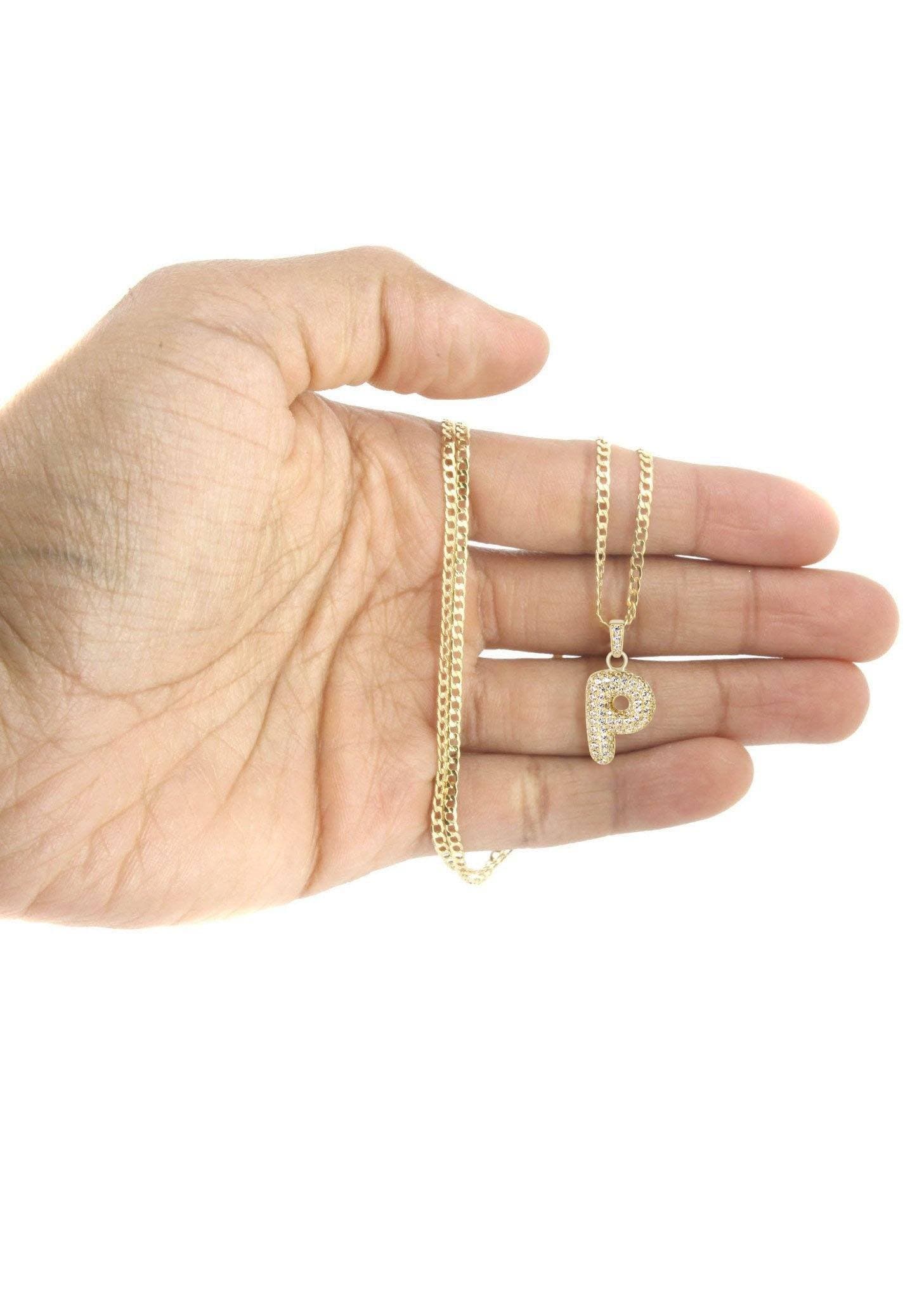 10K Yellow Gold Bubble Letter "P" CZ Necklace | Appx. 4.2 Grams - Image 5
