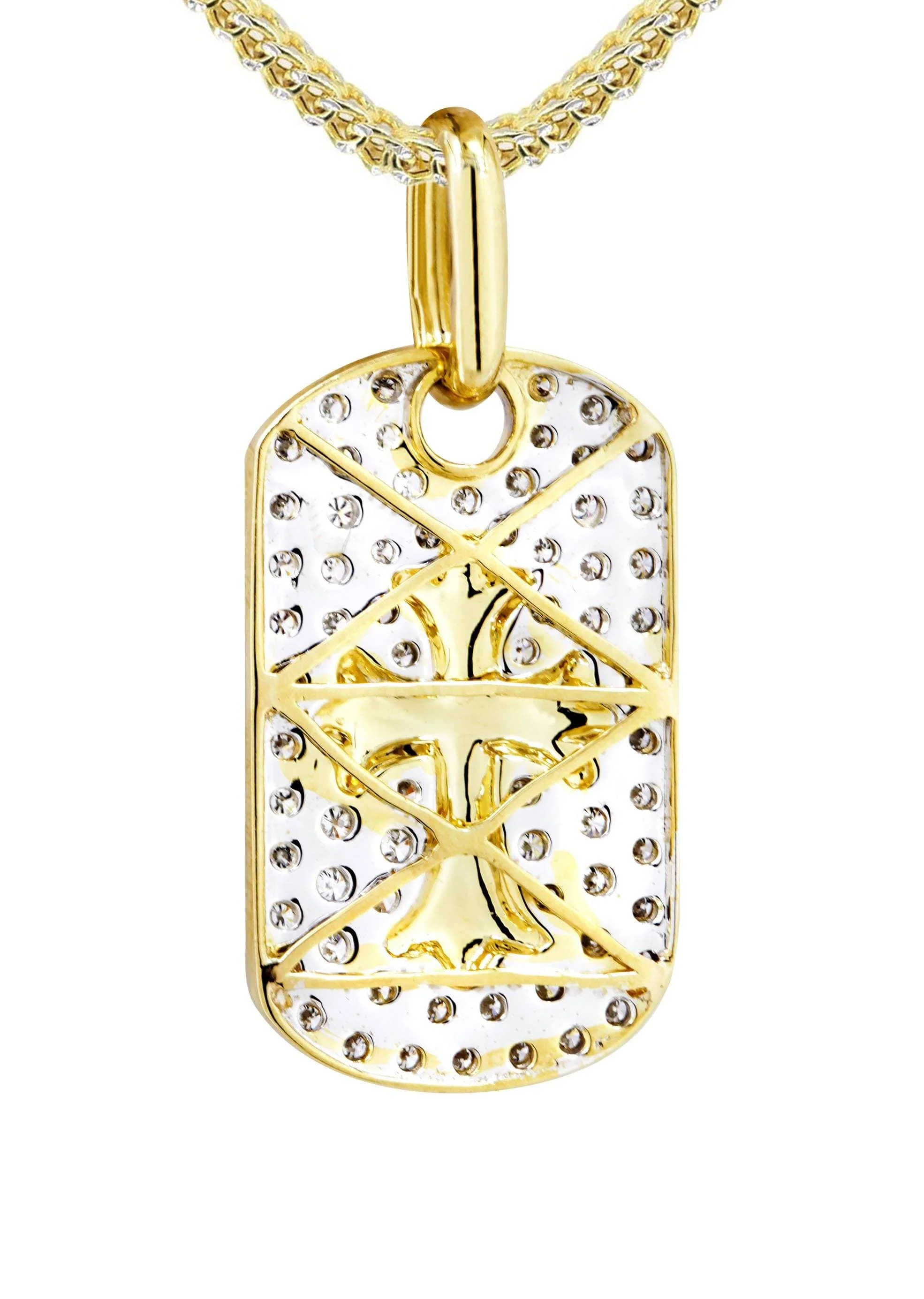 10K Yellow Gold Dog Tag Diamond Necklace  | 0.69 Carats - Image 3