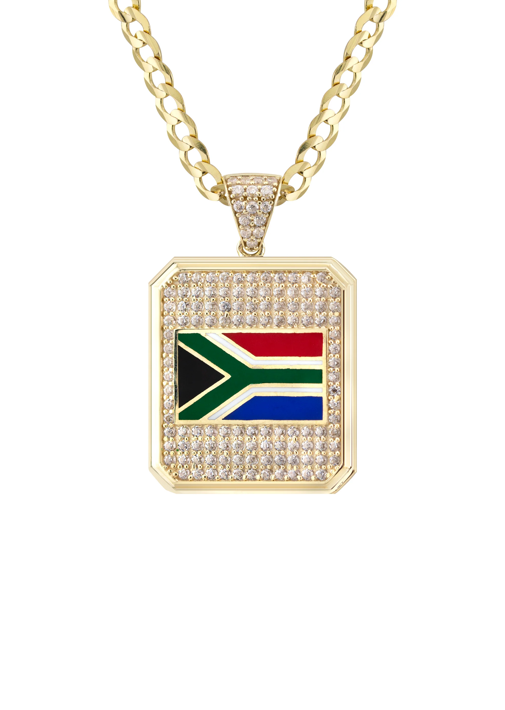 10K Yellow Gold Flag of South Africa Necklace | Appx. 5 - 12 Grams - Image 2