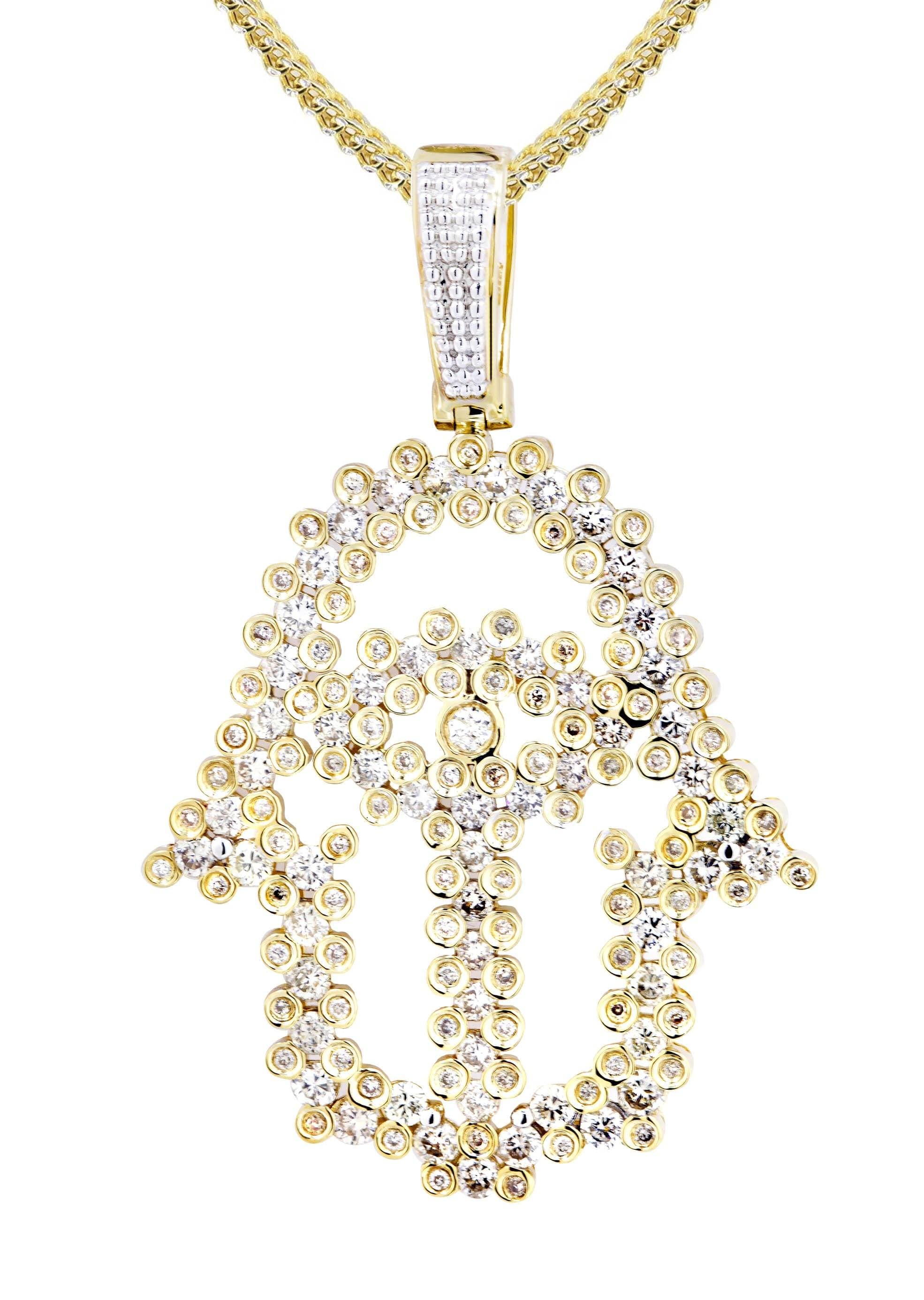 10K Yellow Gold Hamsa Diamond Necklace  | 1.75 Carats - Image 2
