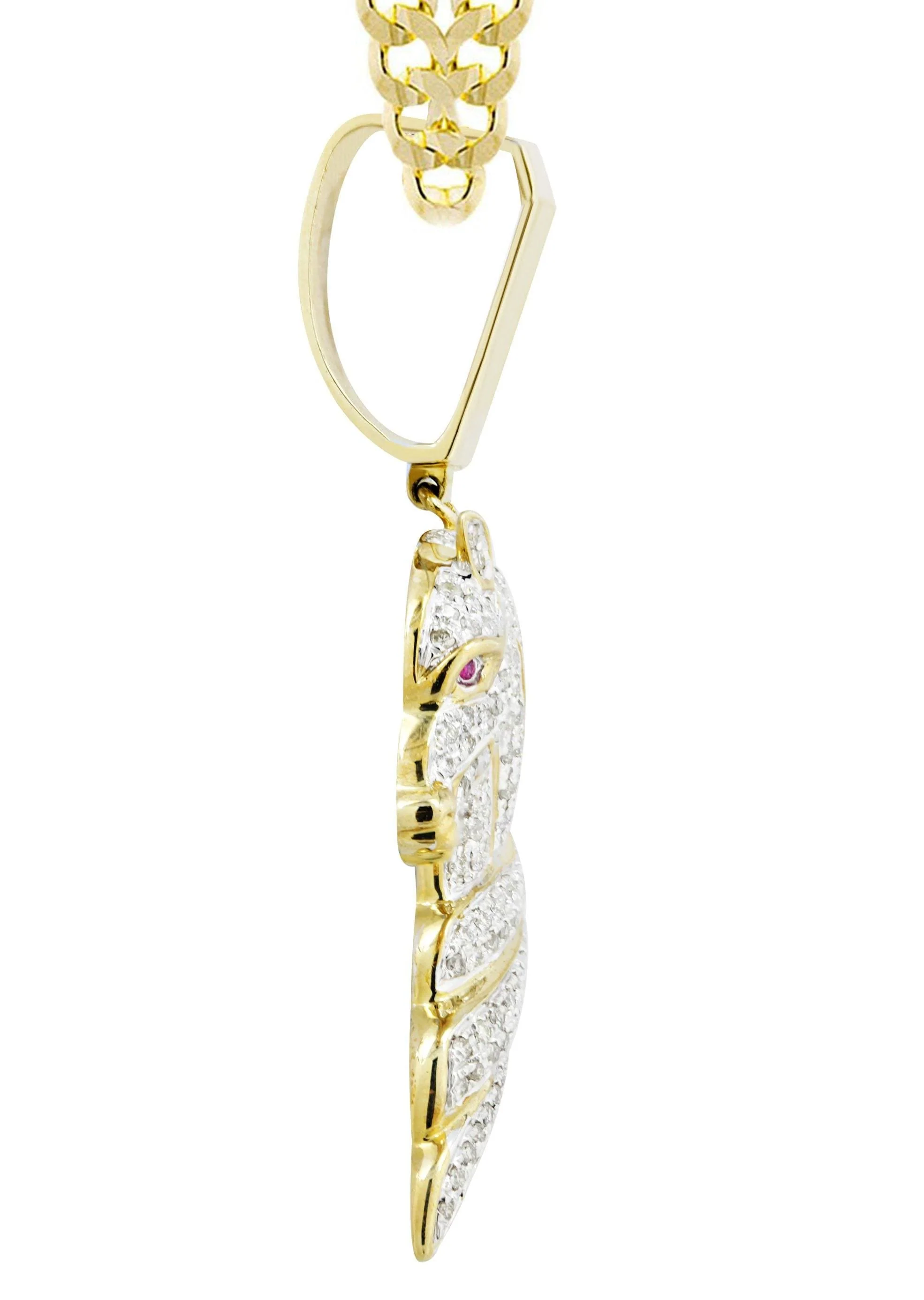 10K Yellow Gold Horse Diamond Necklace  | 1.07 Carats - Image 4