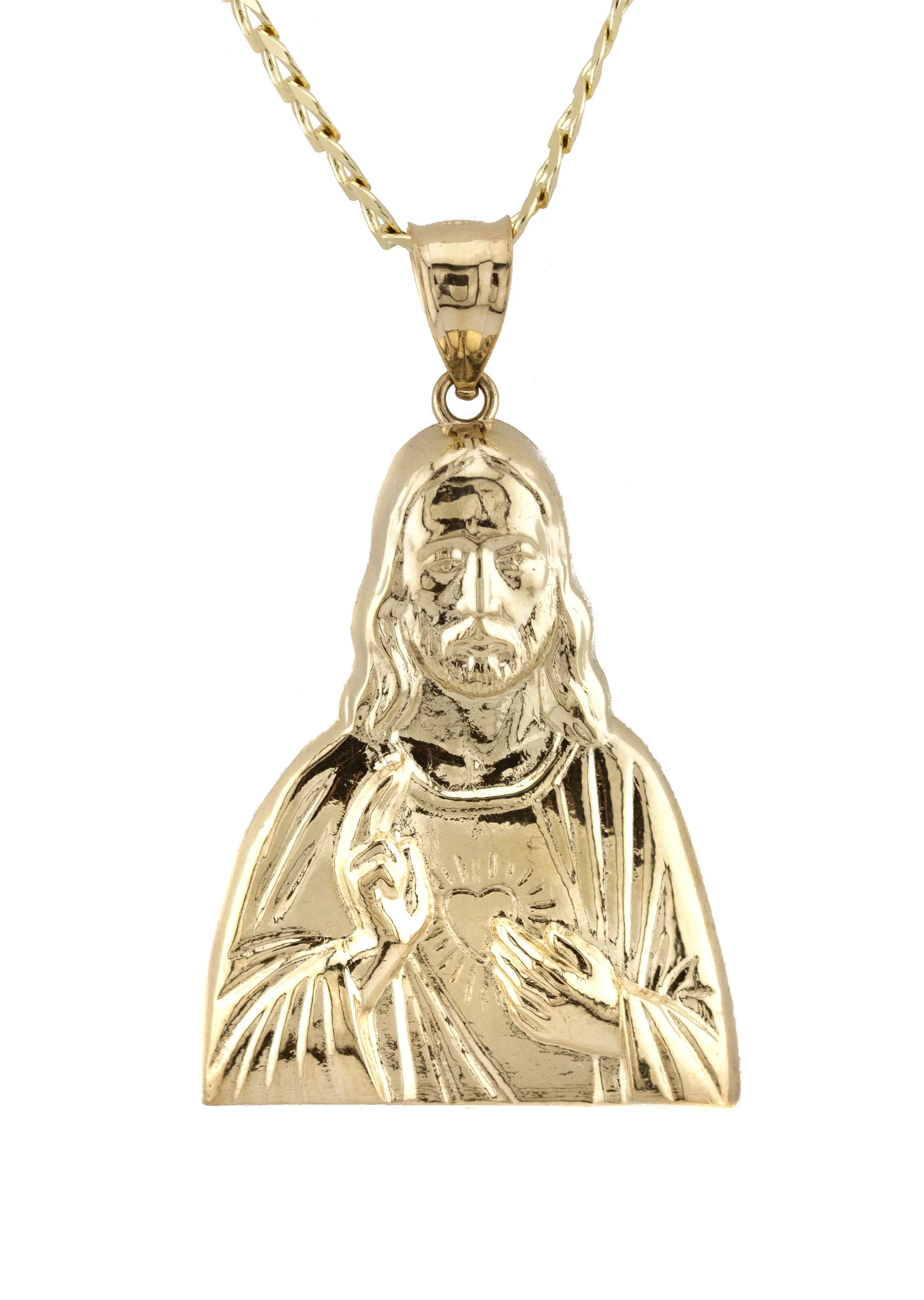 10K Yellow Gold Jesus Head Necklace | Small 8 Grams - Large 17 Grams - Image 2