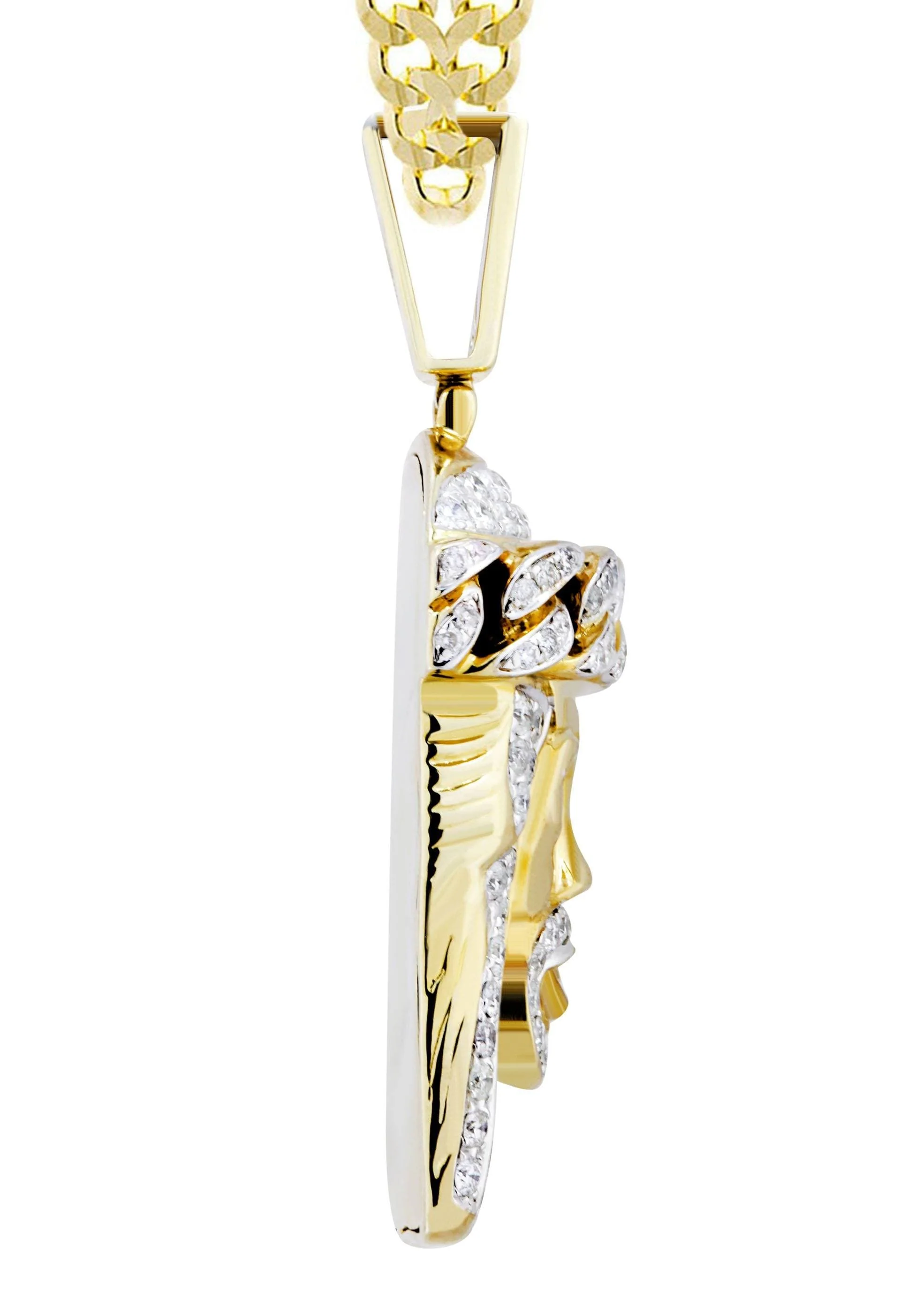 10K Yellow Gold Jesus Head Diamond Necklace  | 2.78 Carats - Image 4