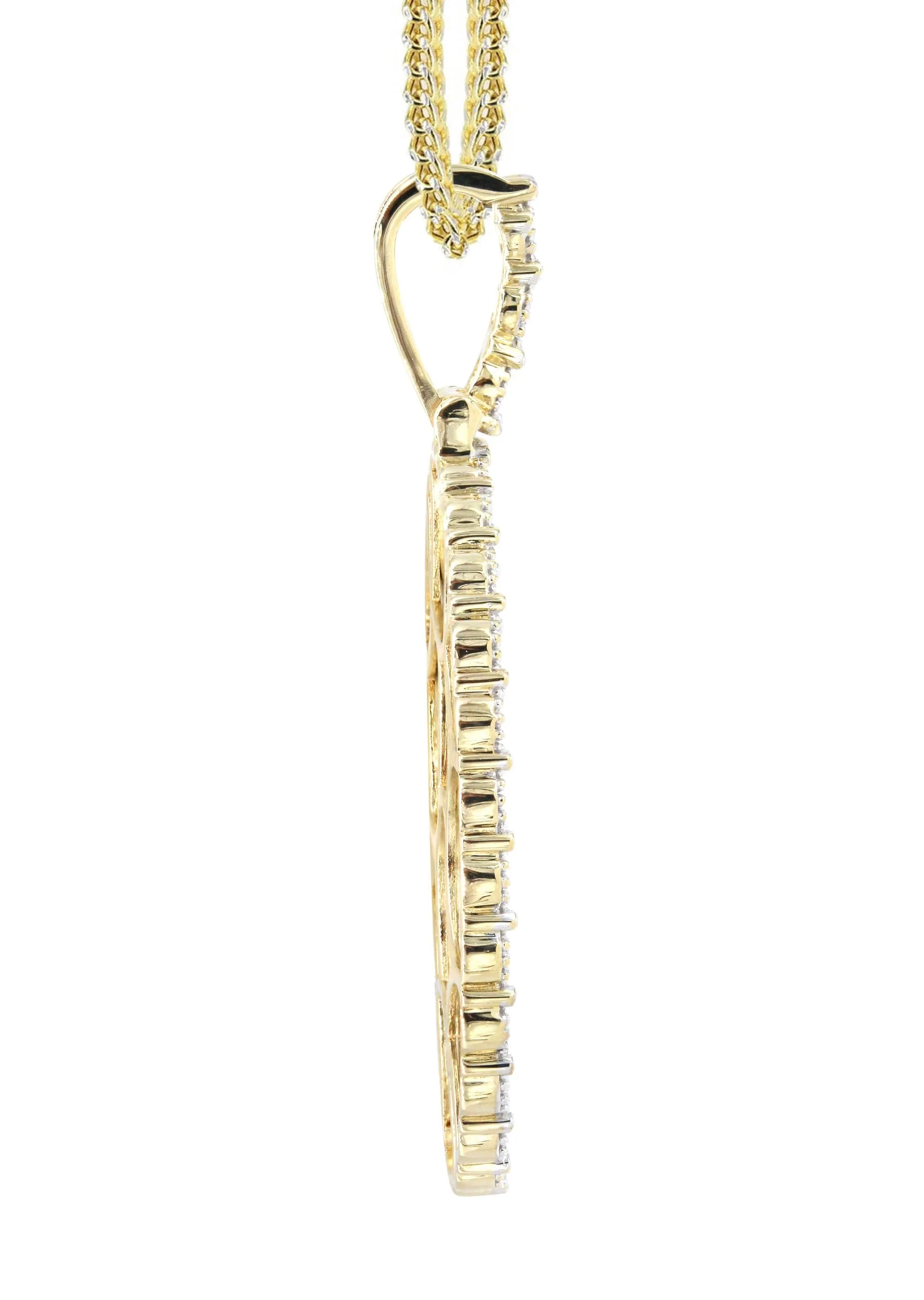 10K Yellow Gold Large Diamond Oval Picture Pendant Necklace | Appx. 23 Grams - Image 4