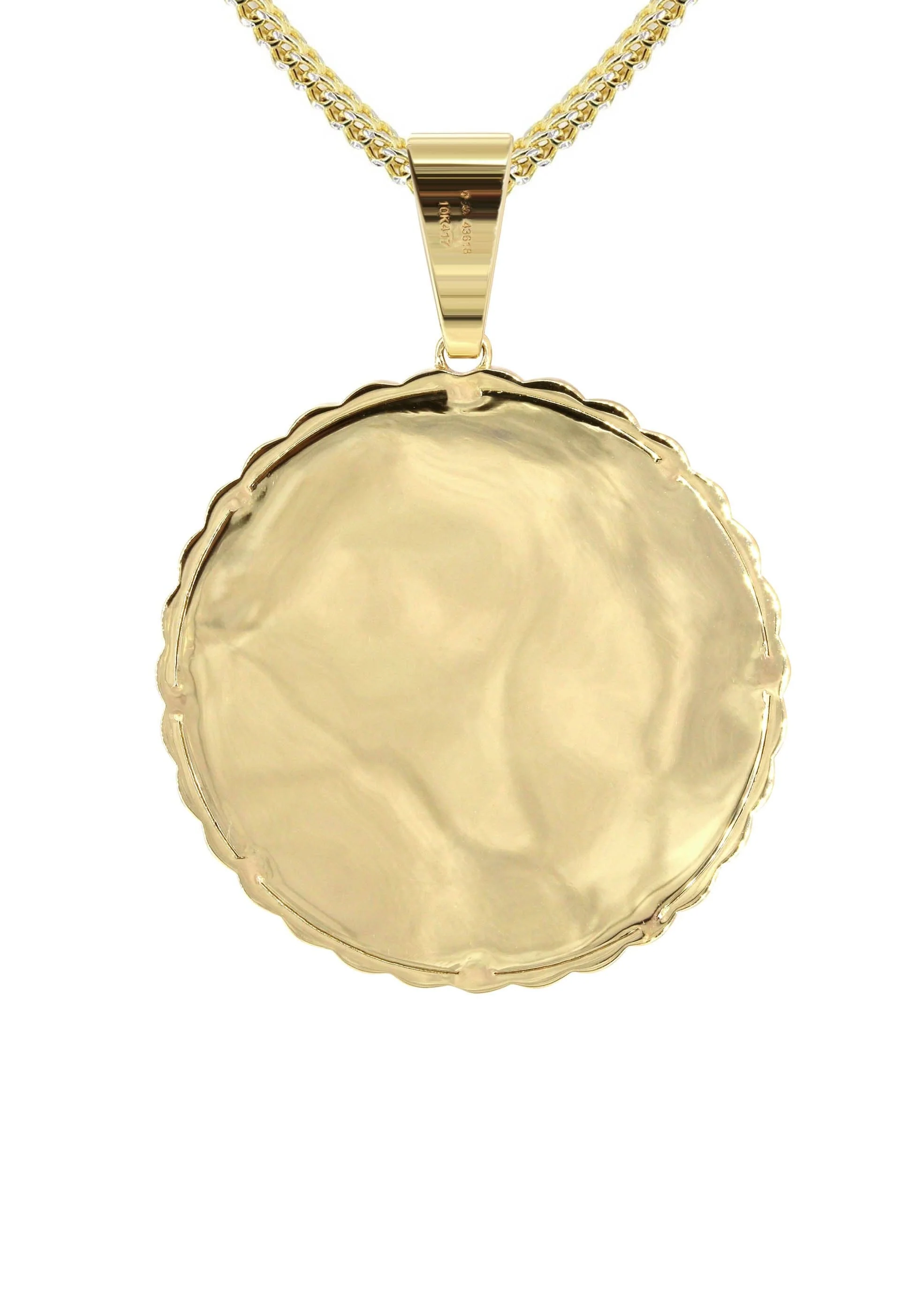 10K Yellow Gold Medium Diamond Round Cuban Picture Pendant Necklace | Appx. 21 Grams - Image 3