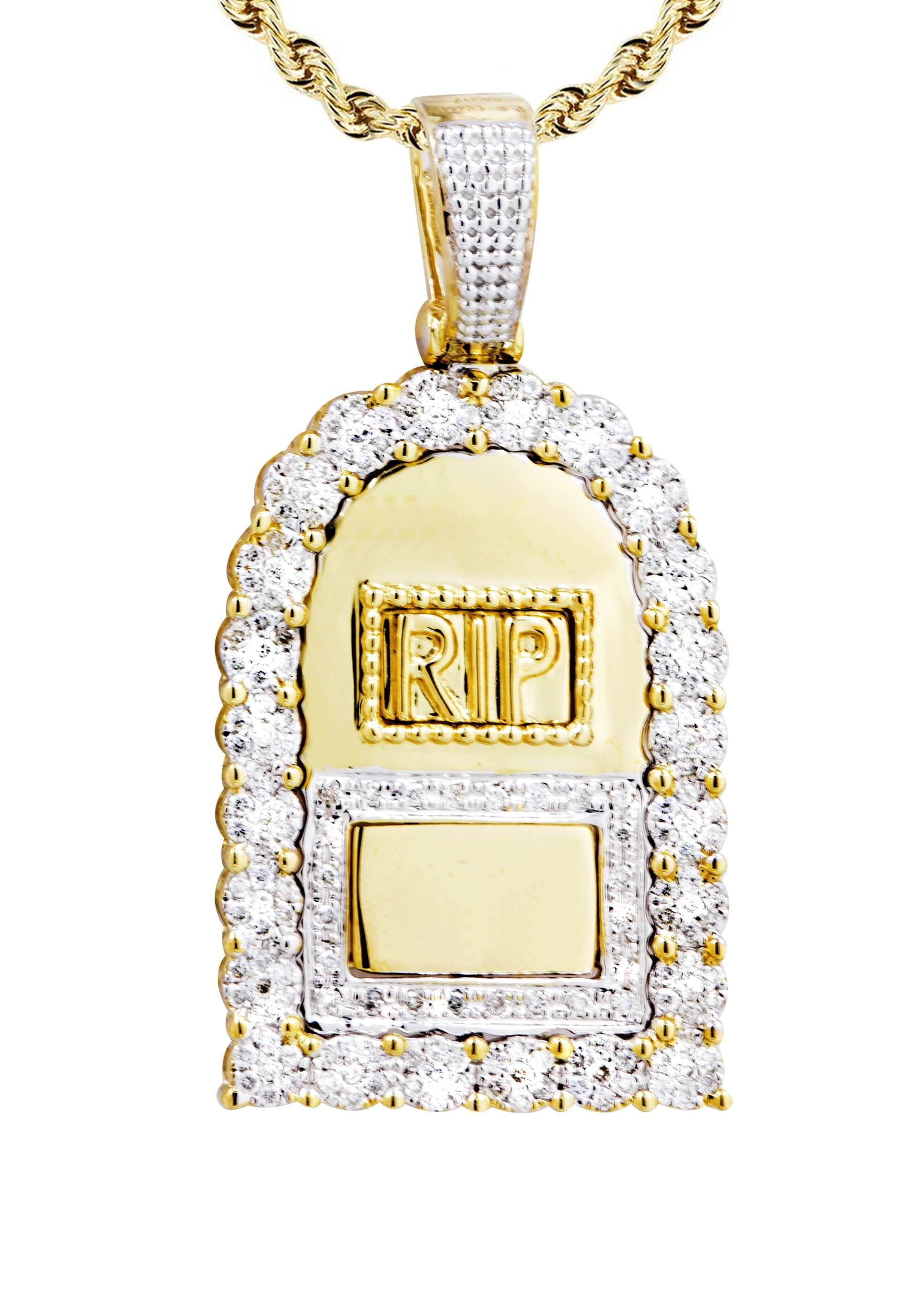10K Yellow Gold RIP Diamond Necklace  | 0.85 Carats - Image 2