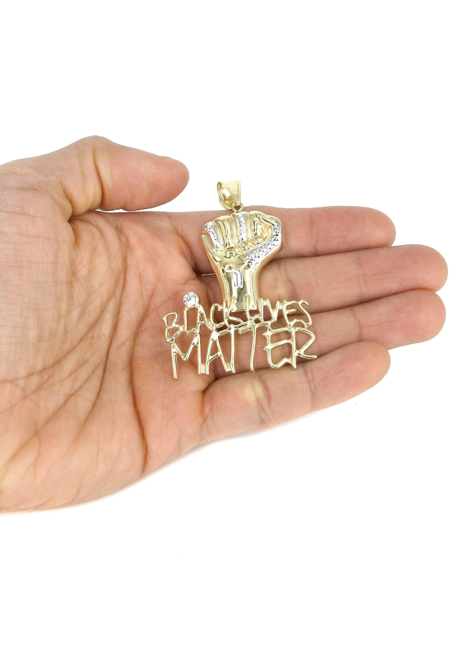 10K Yellow Gold Black Lives Matter Necklace | Appx 17 Grams - Image 5