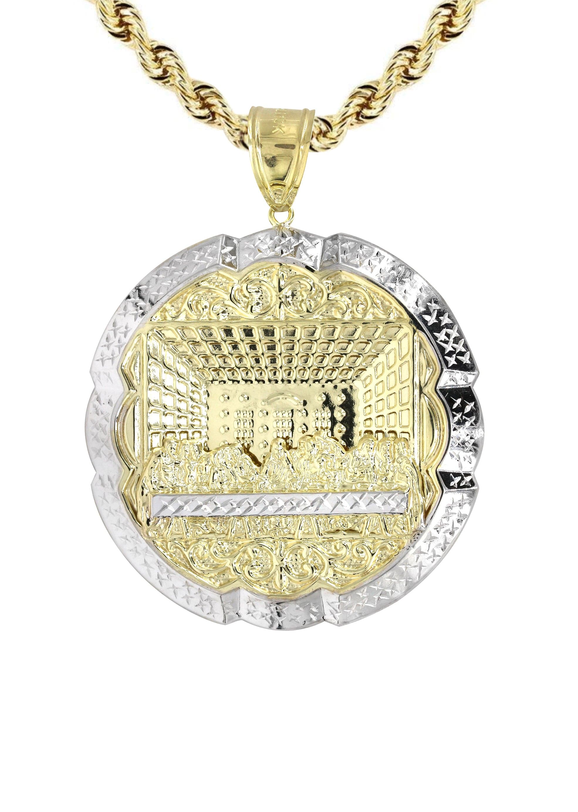 10K Yellow Gold Round Last Supper Necklace | Appx 24 Grams - Image 2