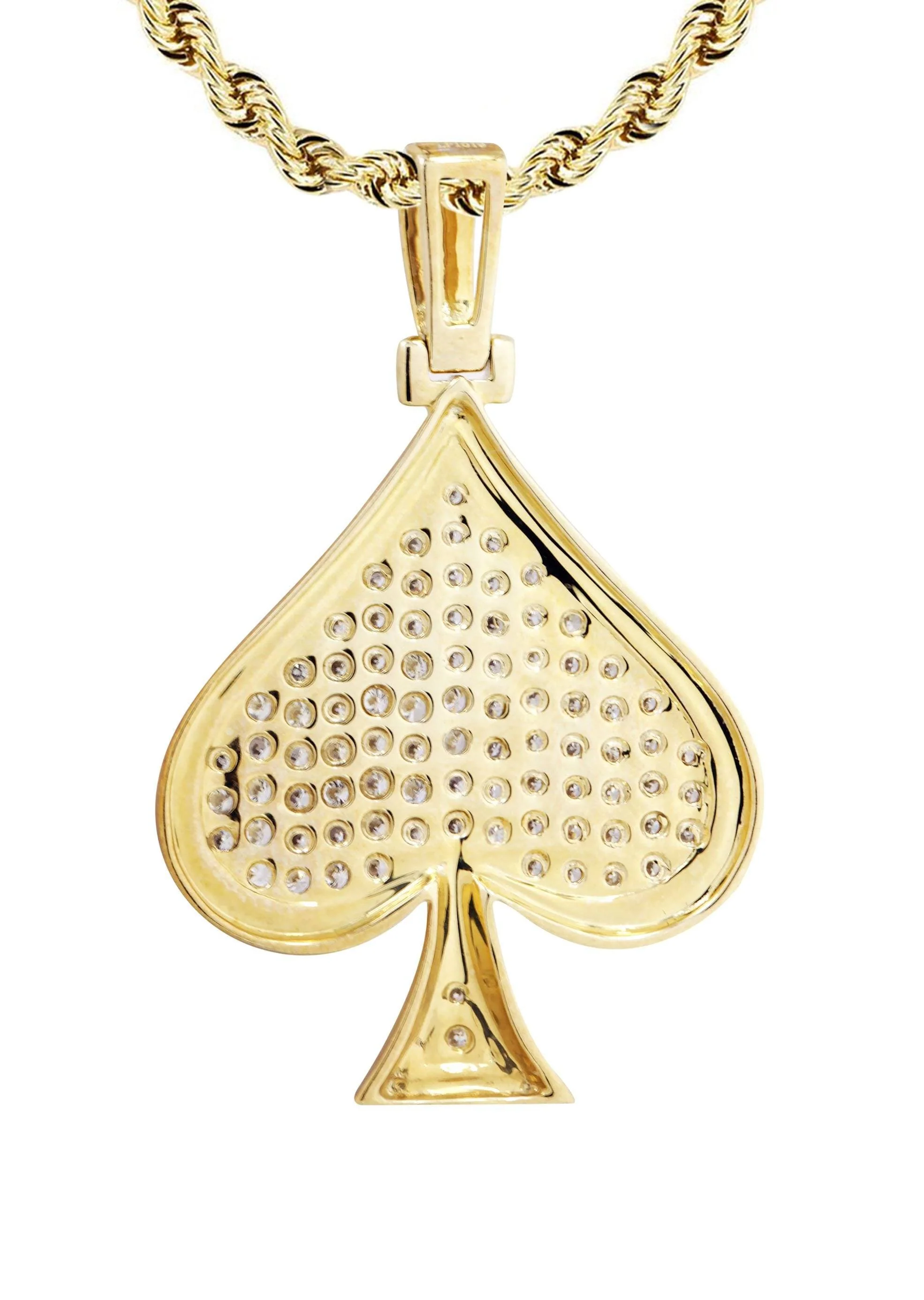 10K Yellow Gold Spades Diamond Necklace  | 1.46 Carats - Image 3