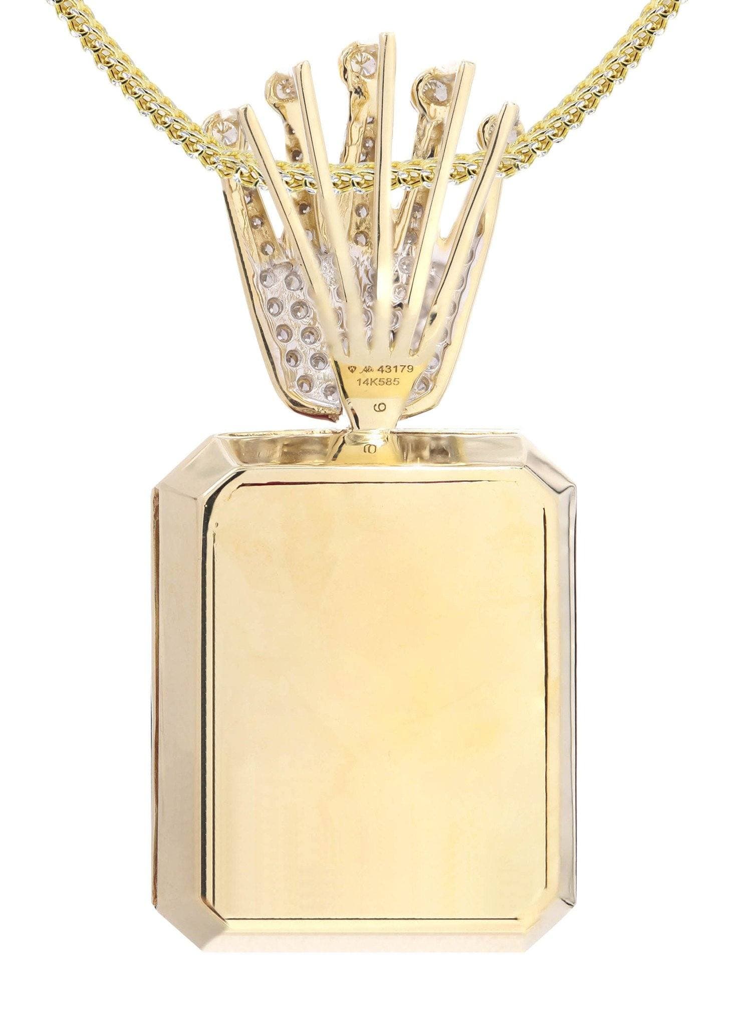 14K Yellow Gold Ruby Crown Diamond Necklace  | 1.14K Carats - Image 3