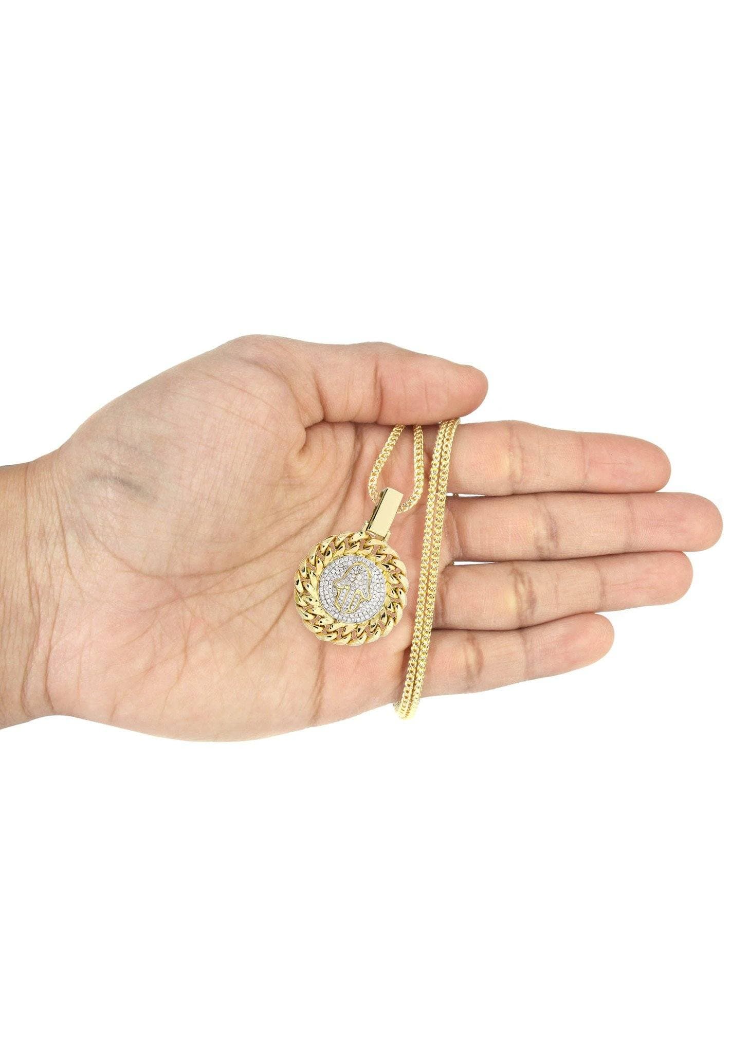 14 Yellow Gold Hamsa Diamond Necklace | 0.7 Carats - Image 5