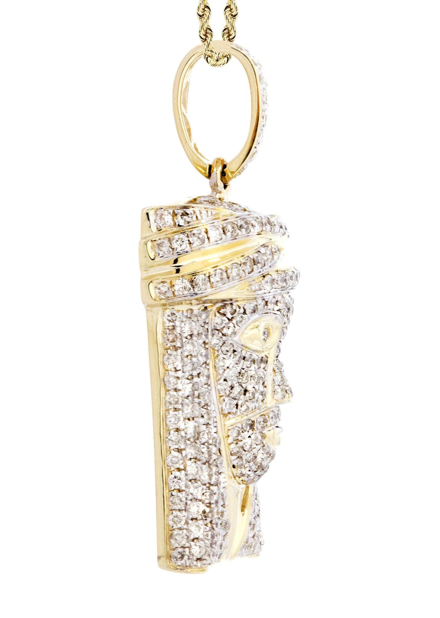 14K Yellow Gold Jesus Head Diamond Necklace  | 2.08 Carats - Image 4