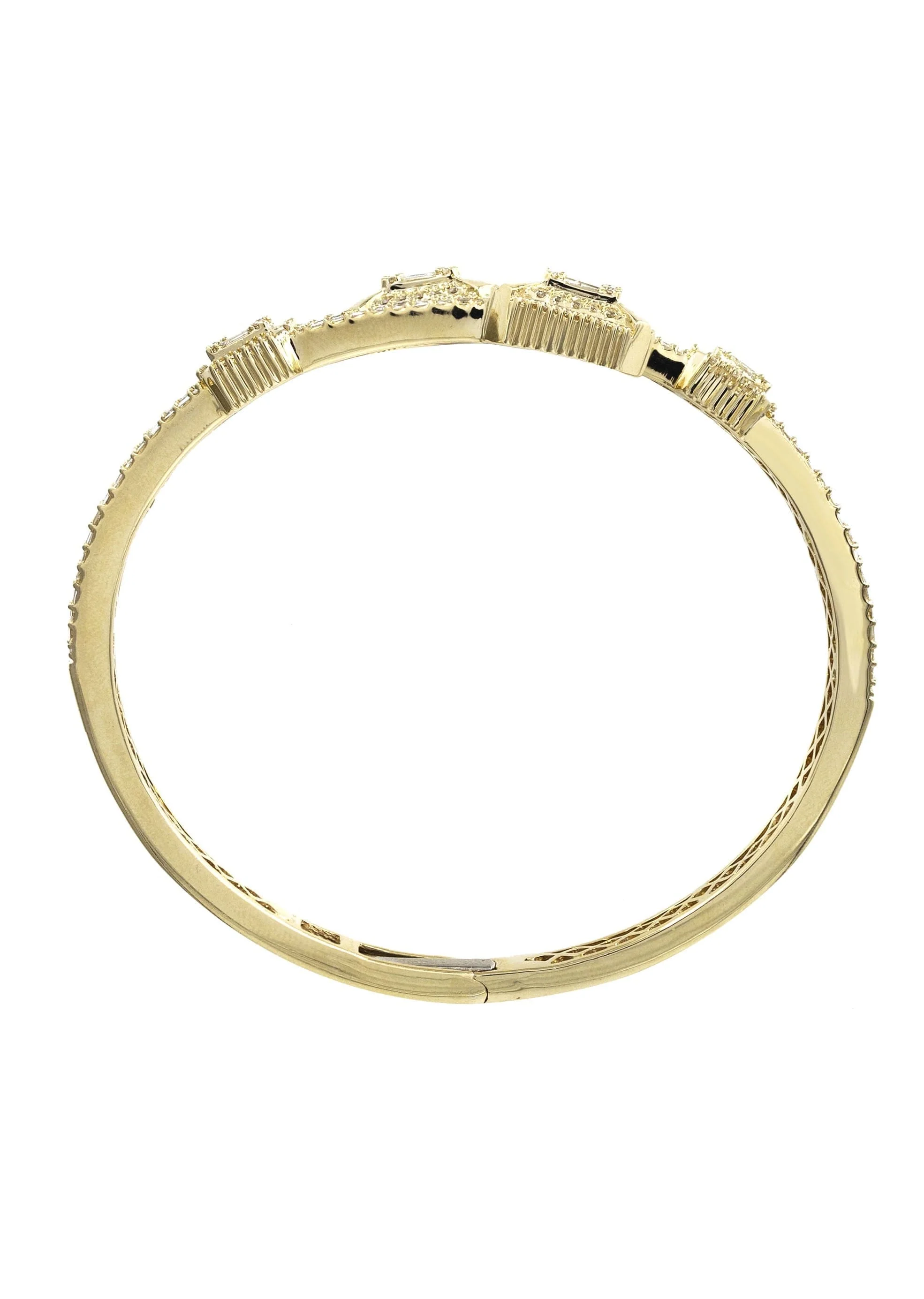 14K Yellow Gold Diamond Baguette Bangle Bracelet | 29 Grams | 3.29 Carats - Image 3