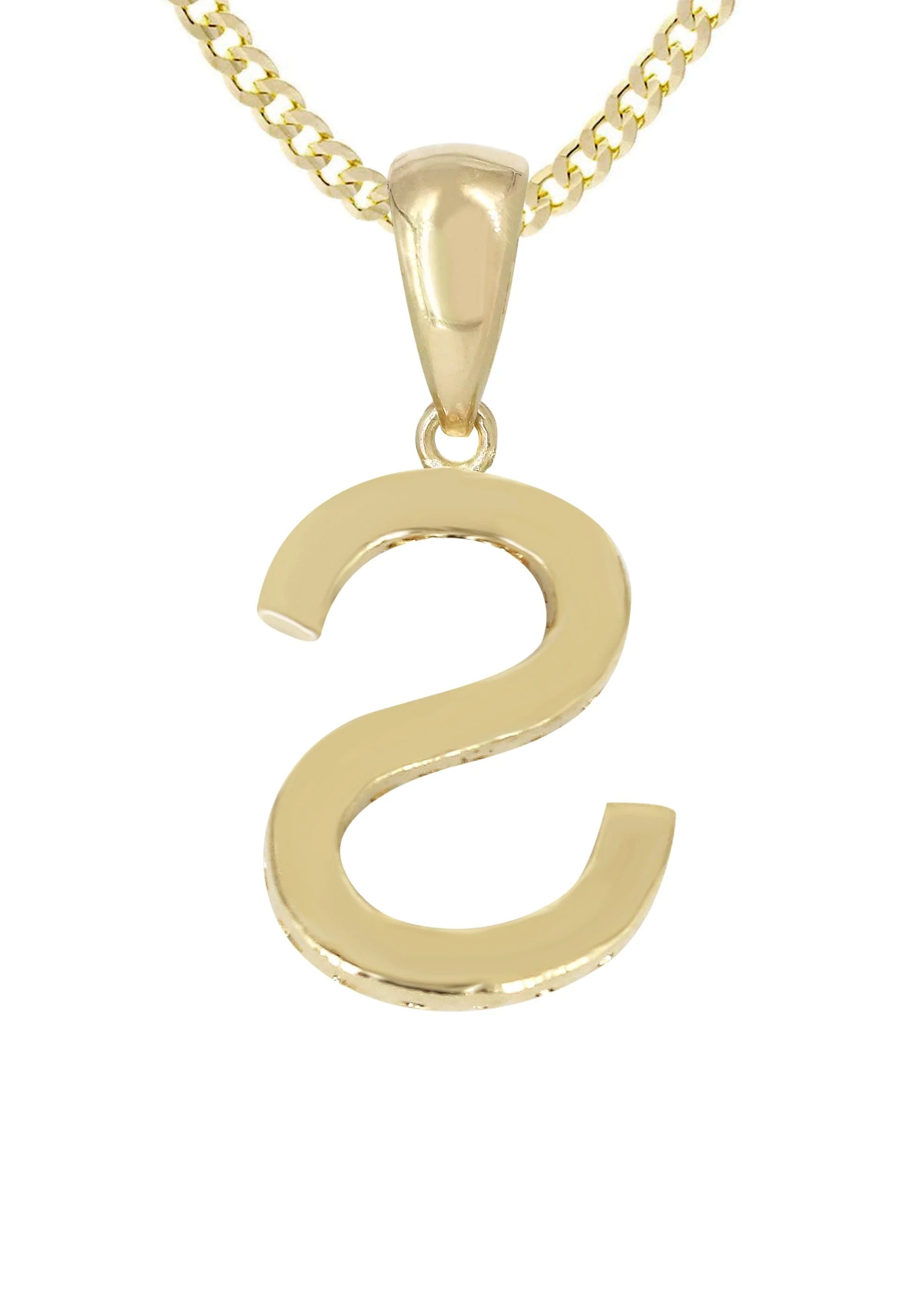 14K Gold Diamond  Initial Pendant and Cuban Chain .75 Carats - Image 3