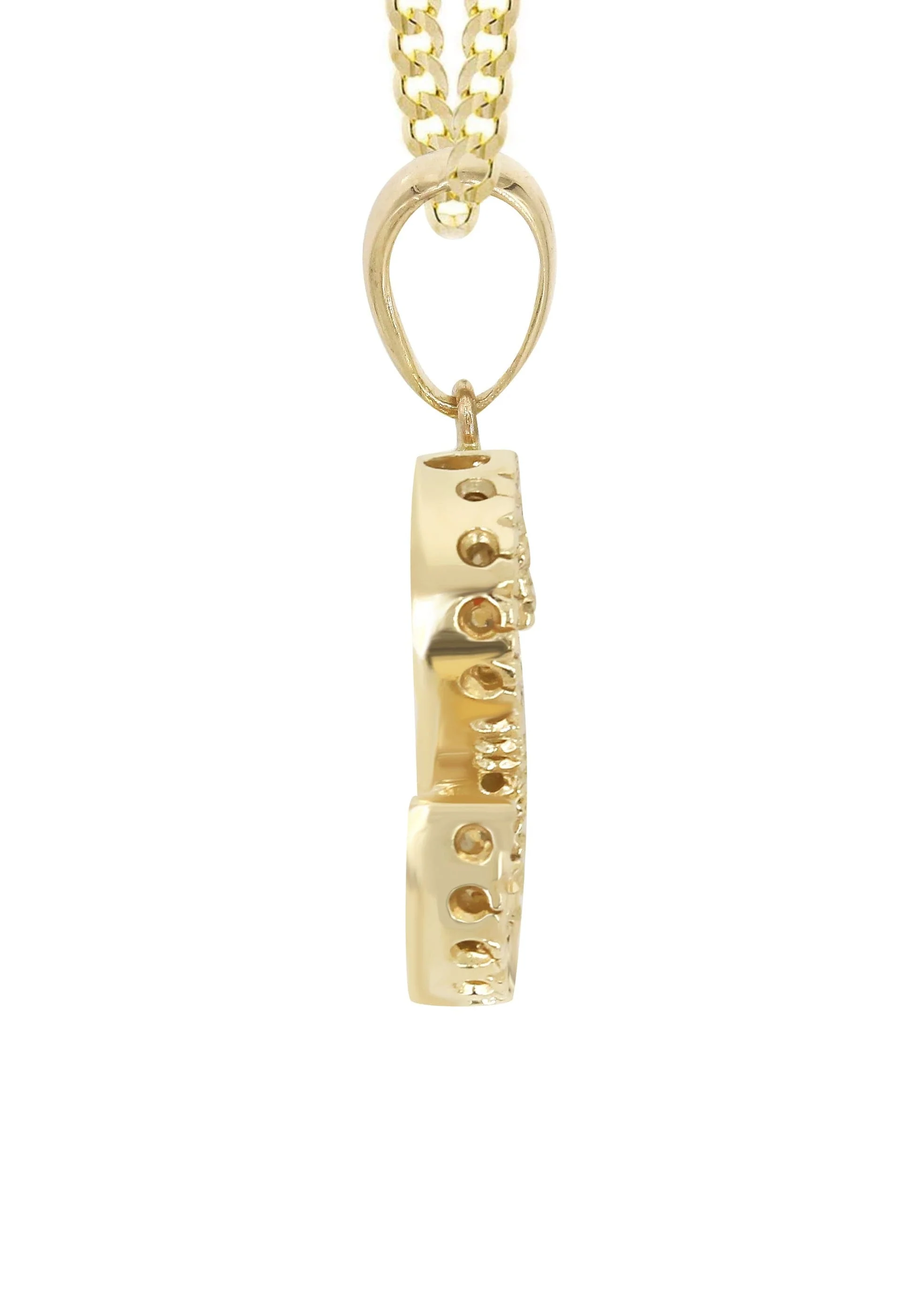 14K Gold Diamond  Initial Pendant and Cuban Chain .75 Carats - Image 4