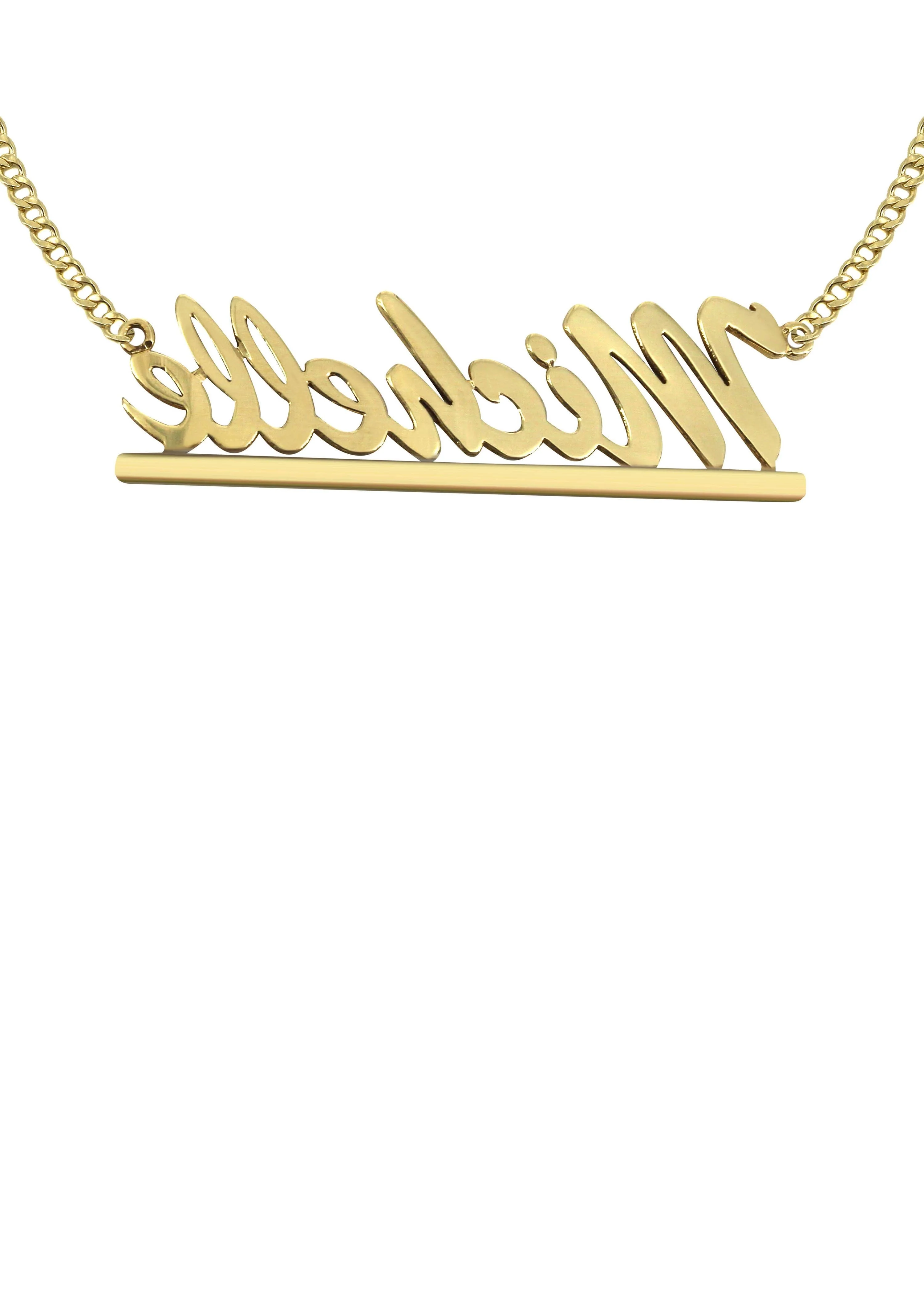 14K Gold  Diamond Cut Name Plate Necklace | Style #41 - Image 2