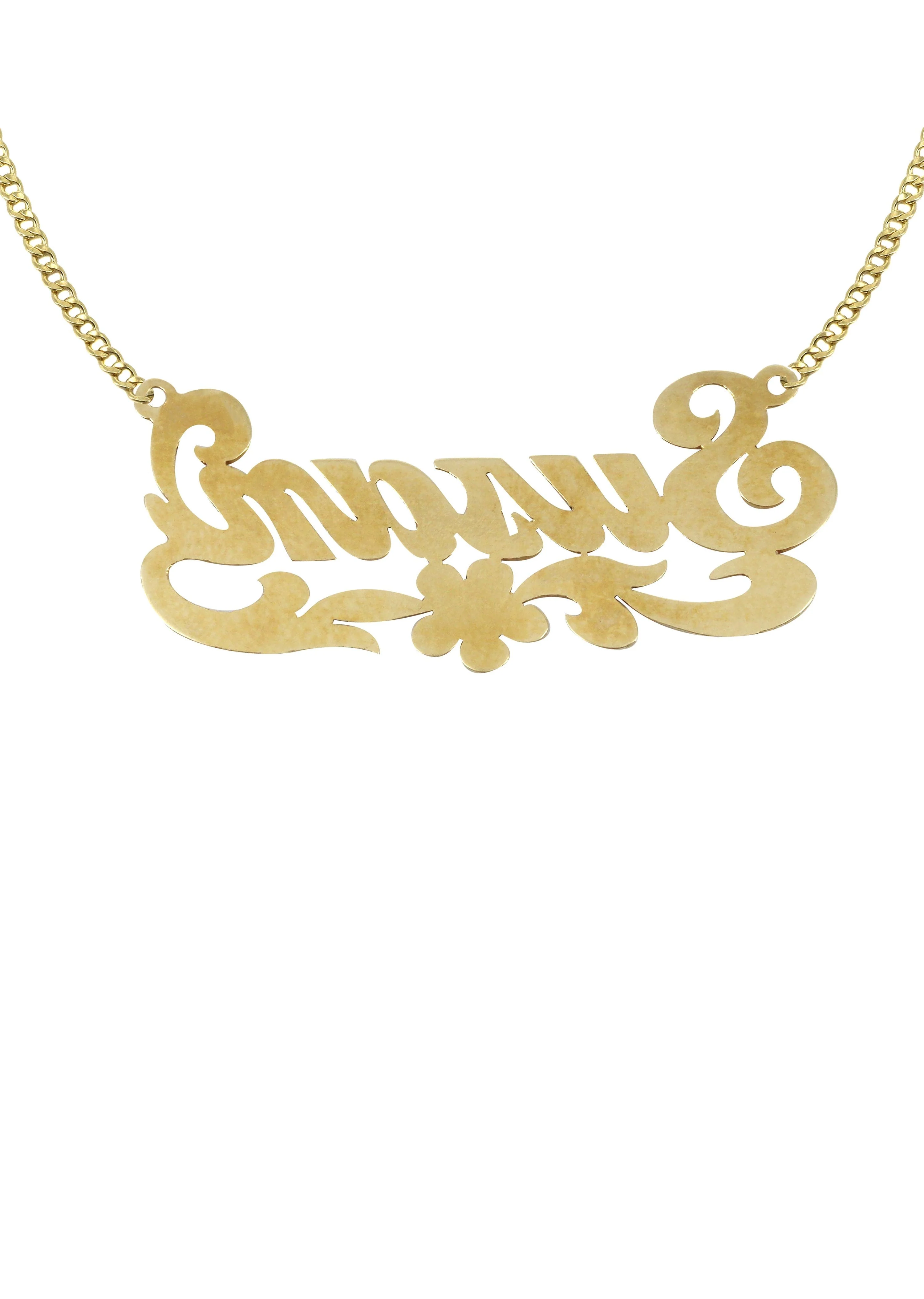 14K Gold  Diamond Cut Name Plate Necklace | Style #48 - Image 2