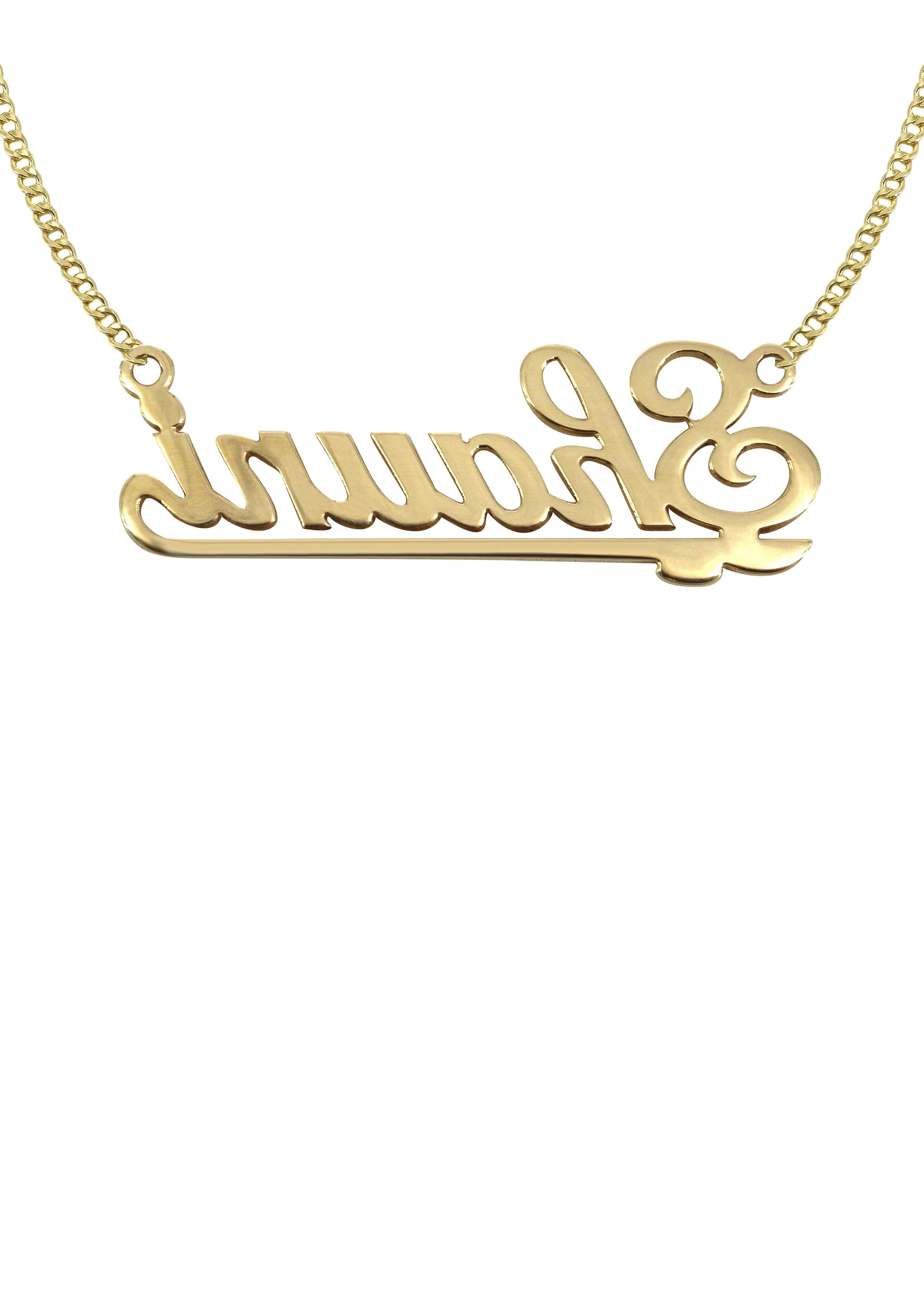 14K Gold  Plain Gold Name Plate Necklace | Style #52 - Image 2