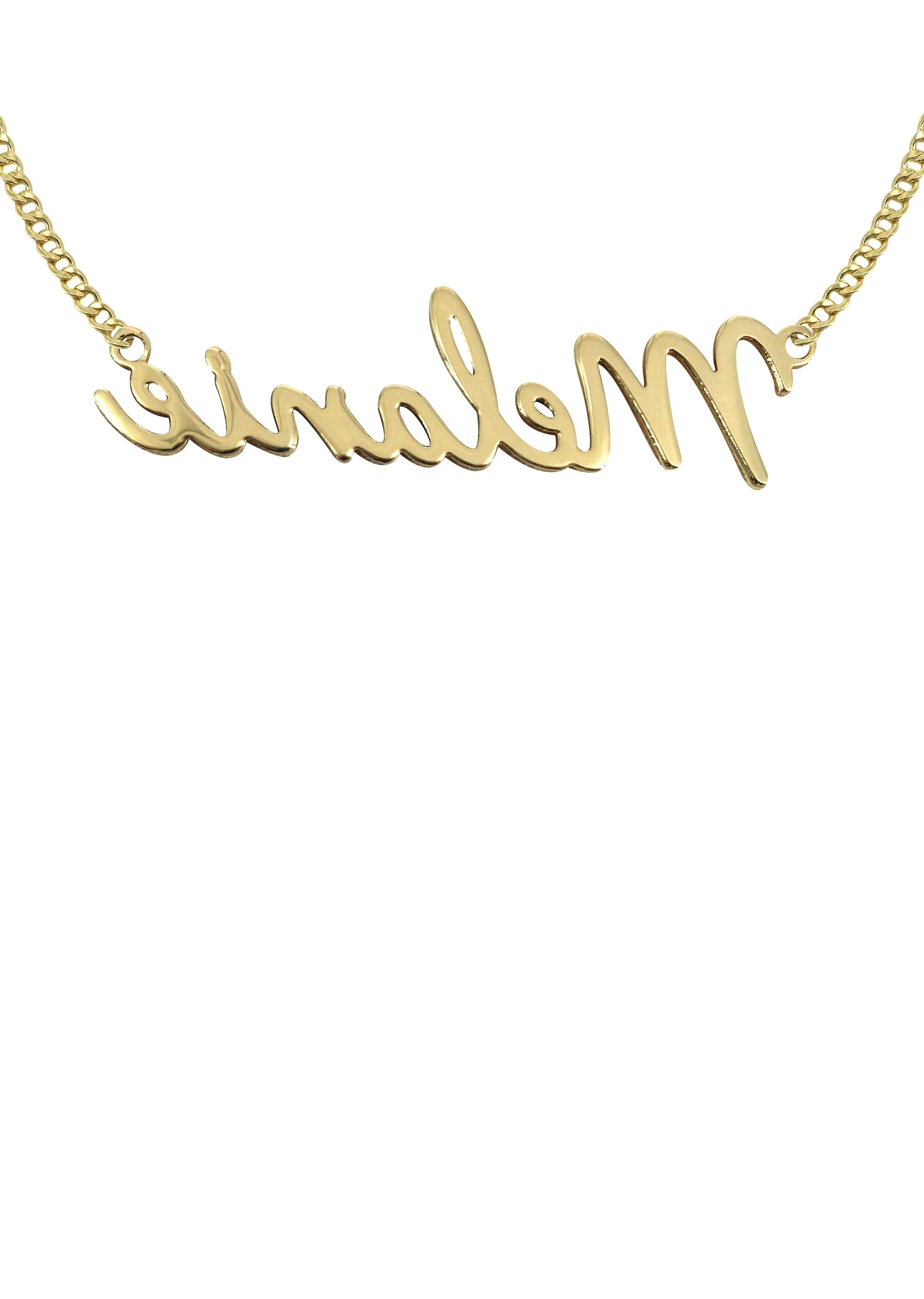 14K Gold  Script Name Plate Necklace | Style #5 - Image 2