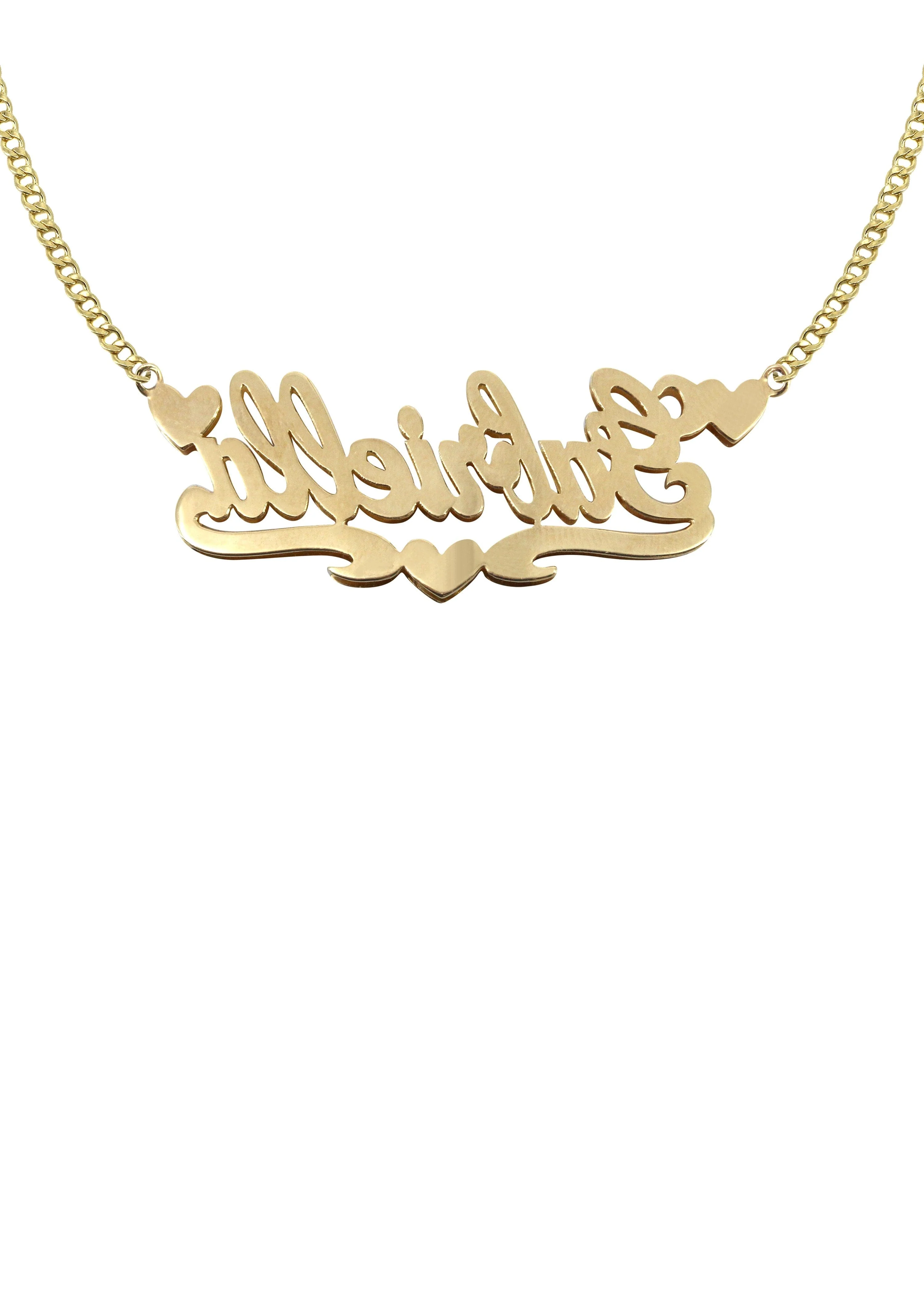 14K Gold  Two Tone  Name Plate Necklace | Style #17 - Image 2