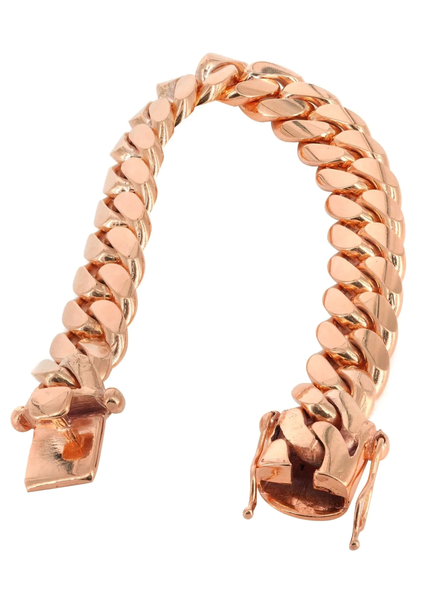 14K Rose Gold Bracelet Solid Miami Cuban Link - Image 2