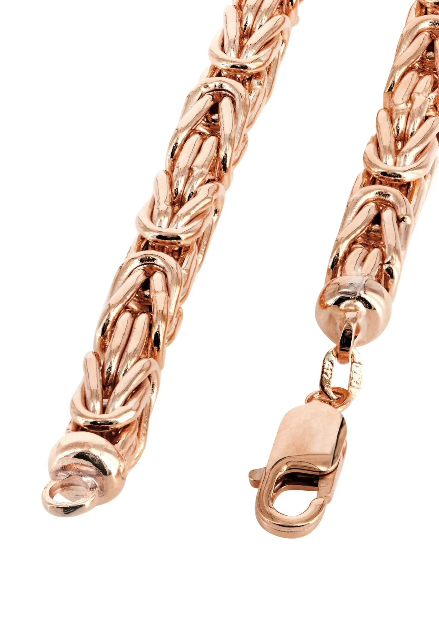 Semi Solid  Byzantine Chain - 14K Rose Gold Chain - Image 4