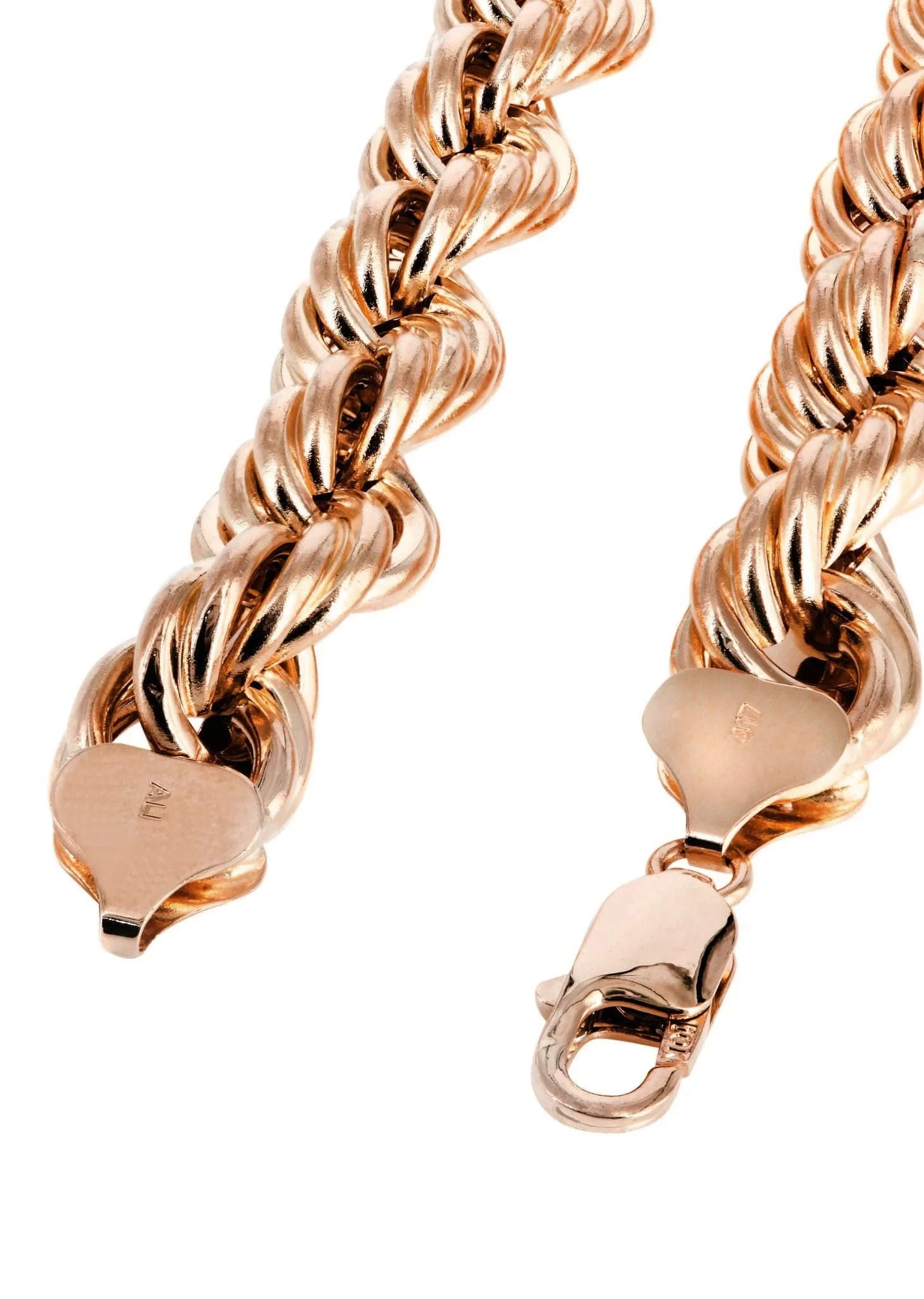 Semi Solid  Mens Rope Chain - 14K Rose Gold Chain - Image 4