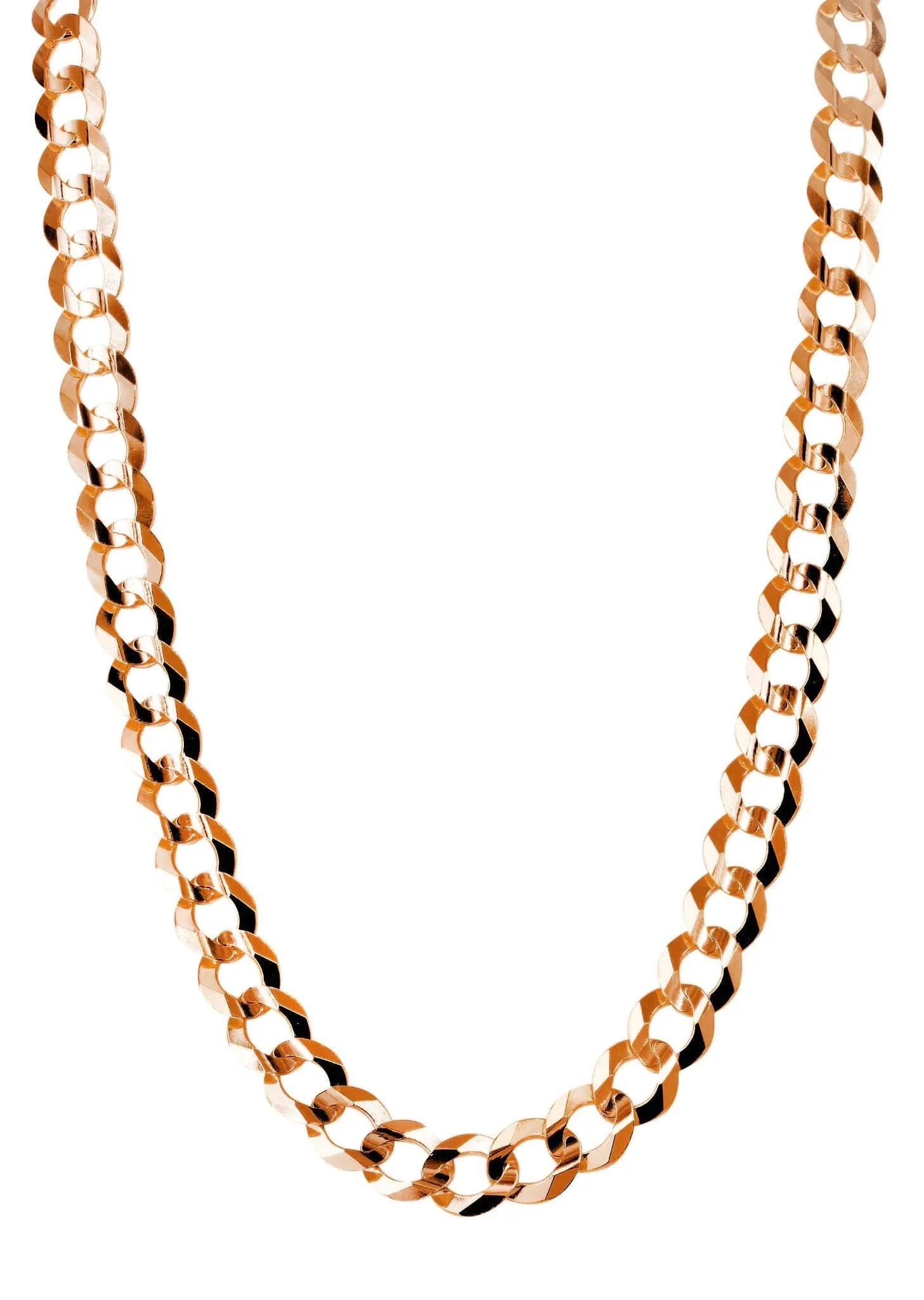 Solid Cuban Curb Link Chain - 14K Rose Gold - Image 3
