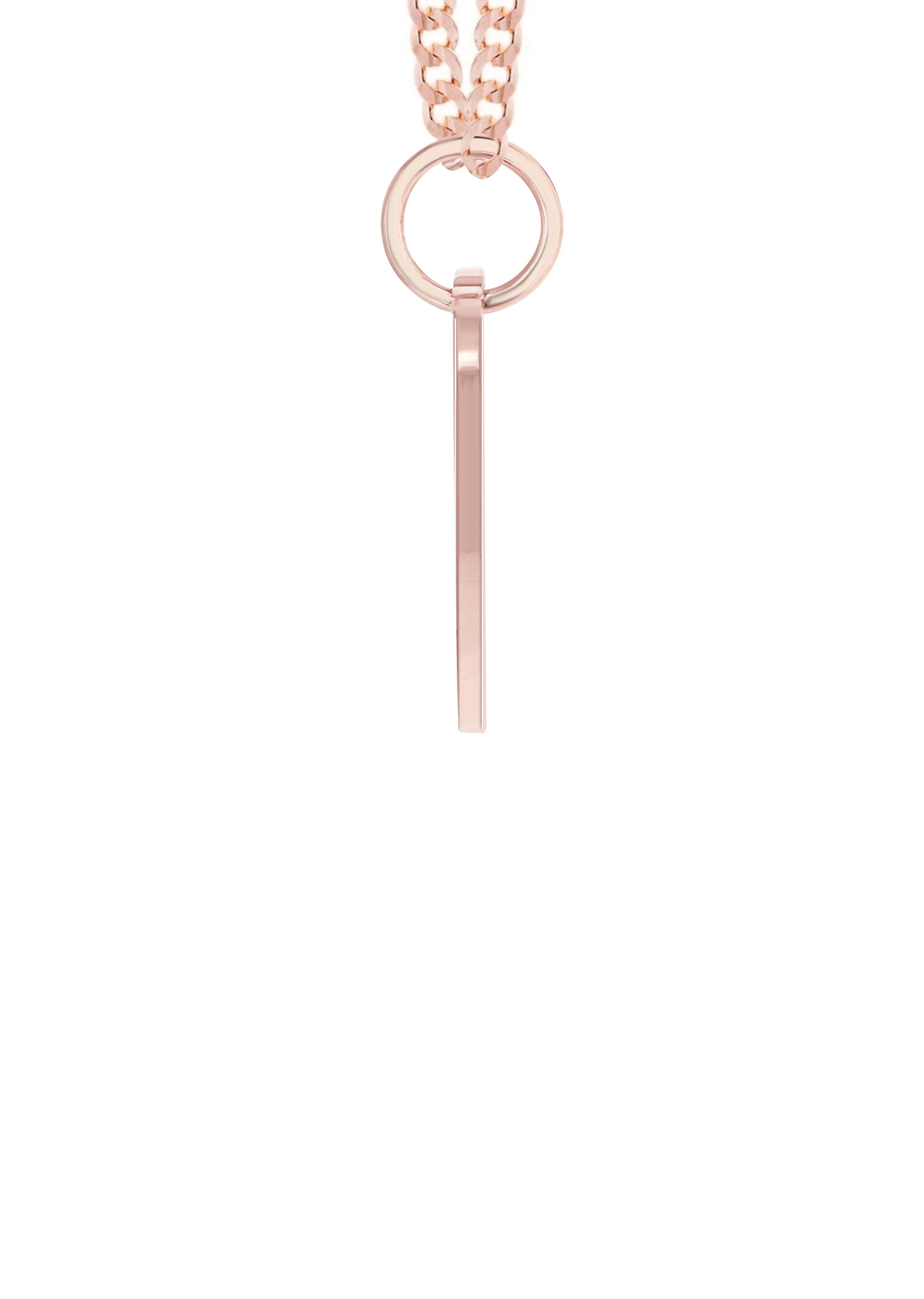 14K Rose Gold Diamond  Initial Heart Pendant Necklace - Image 3