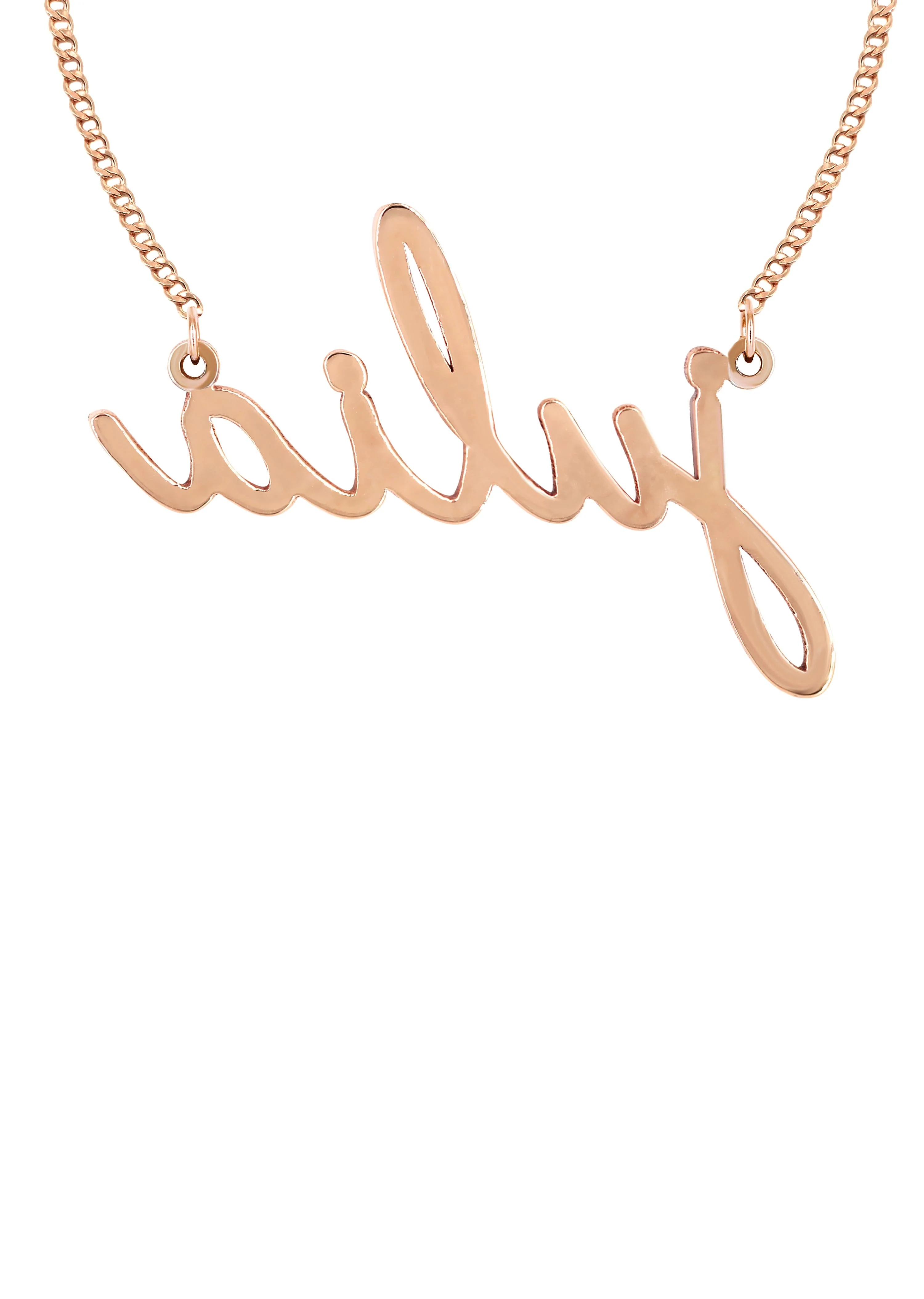 14K Rose Gold  Full Diamond Script Name Necklace | Style #117 - Image 2