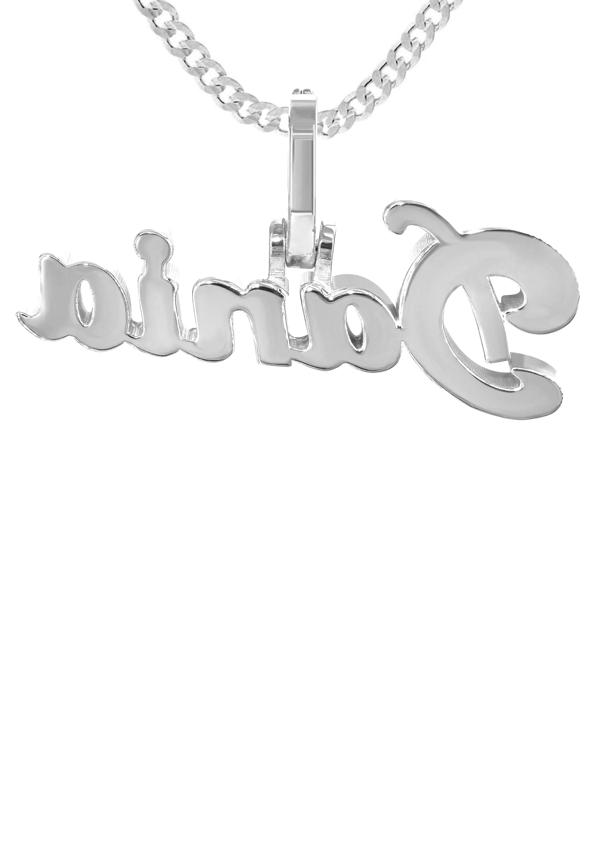 14K White Gold  Full Diamond Name Plate Necklace | Style #27 - Image 2