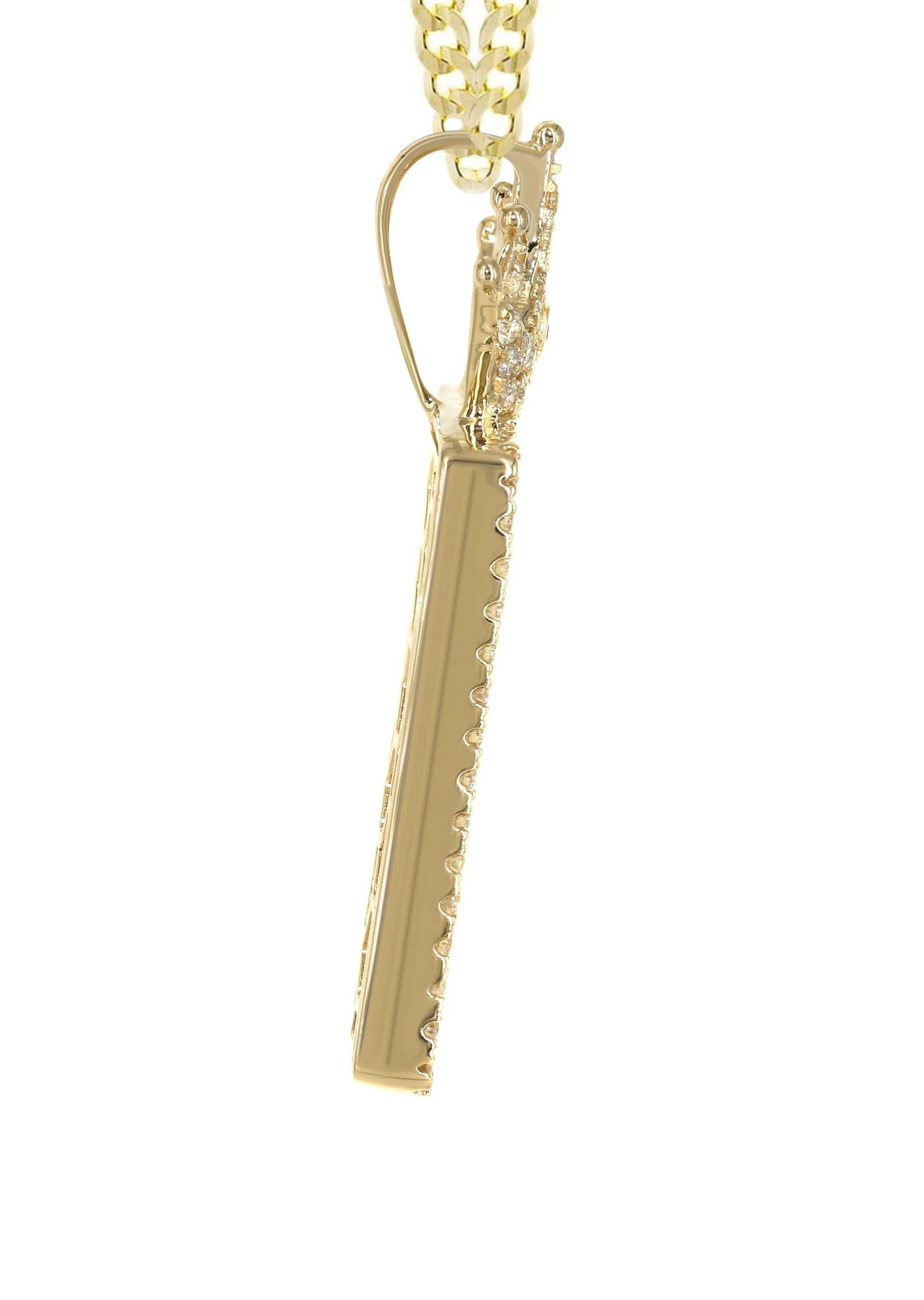 14K Yellow Gold Diamond Crown Dog Tag Picture Pendant Necklace | 1.4 Carats | Appx. 18 Grams - Image 4