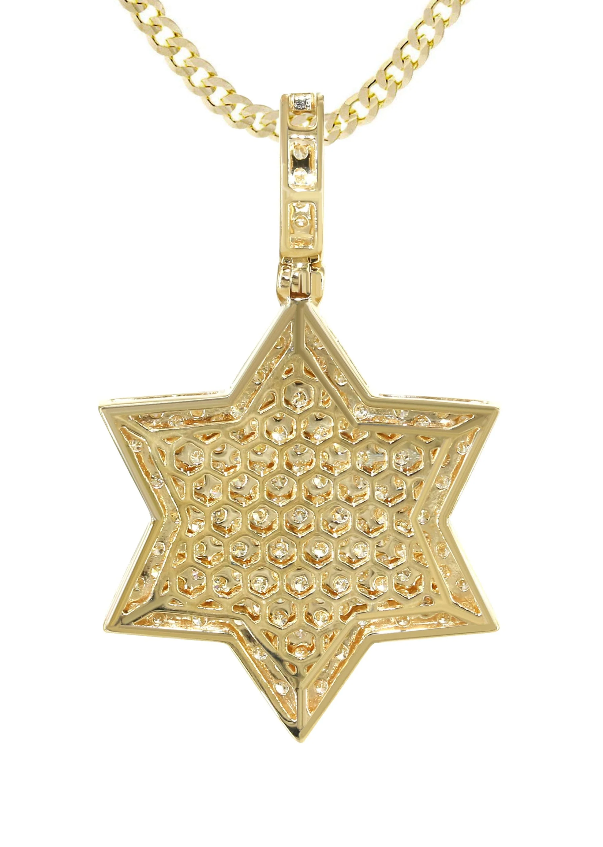 14K Yellow Gold Diamond Star of David Necklace | 1.58 Carats - Image 3