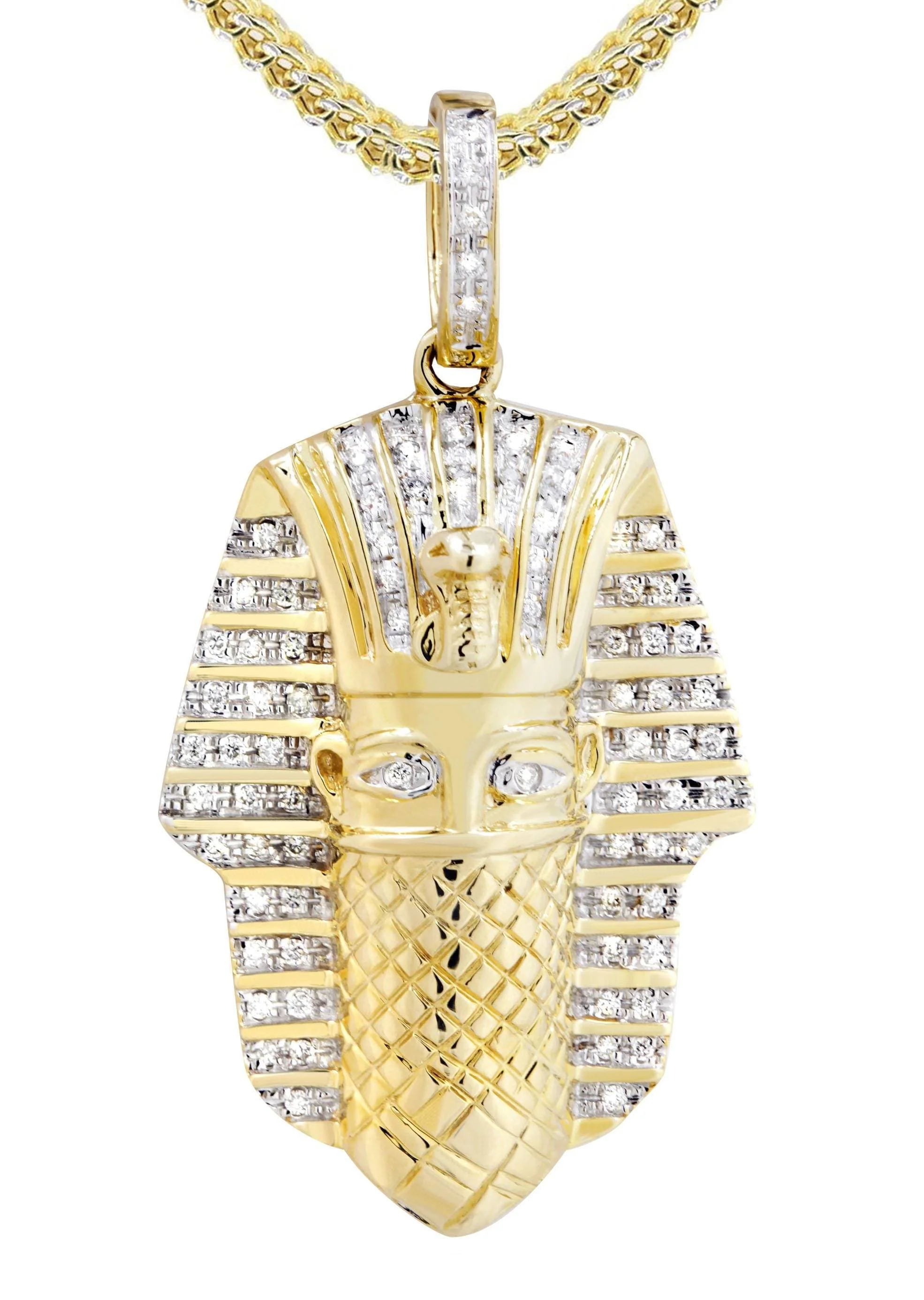 14K Yellow Gold Masked Pharaoh Diamond Necklace  | 0.35 Carats - Image 2